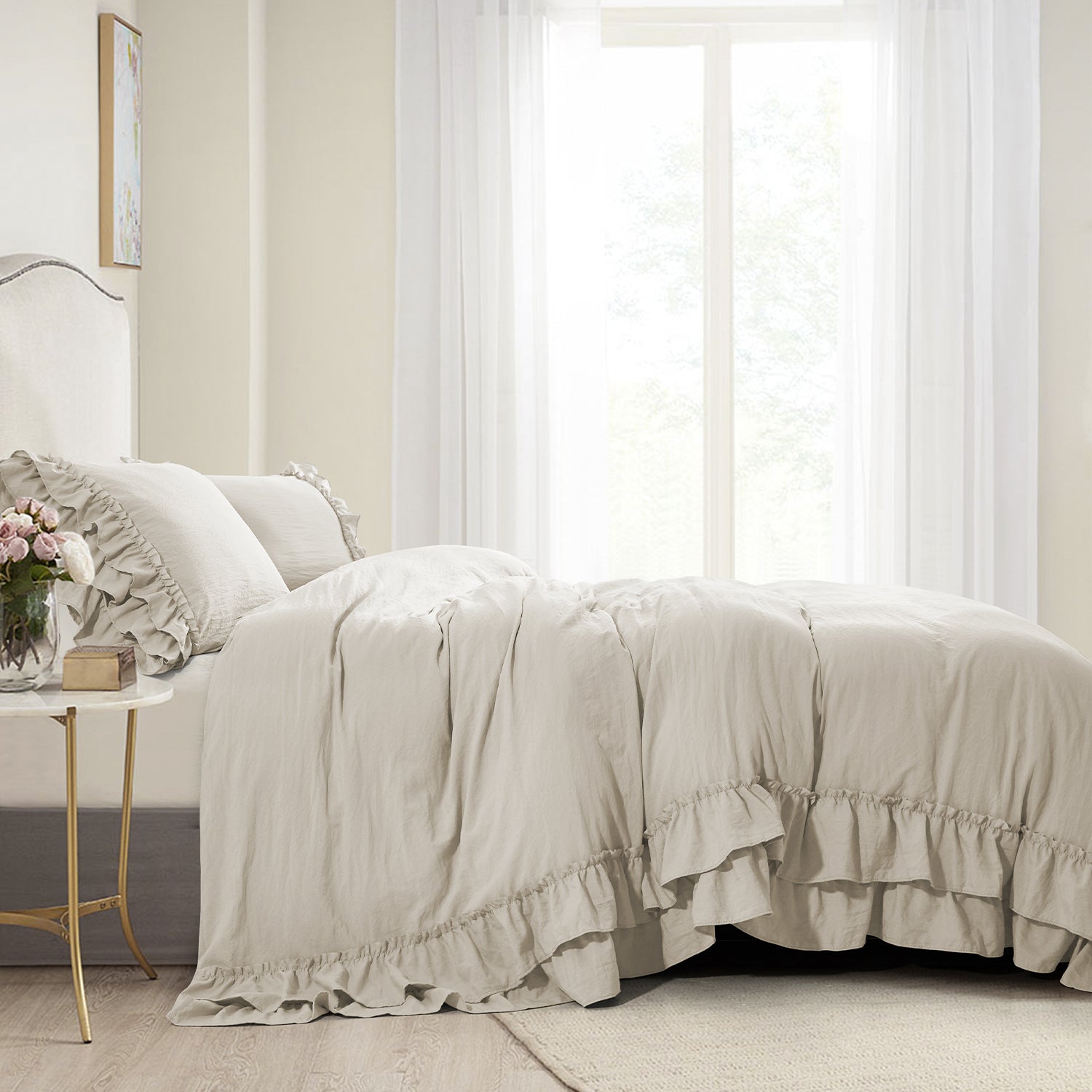 HIG 3 Piece Vintage Duvet Cover Set, Ultra Soft Pre-washed Microfiber