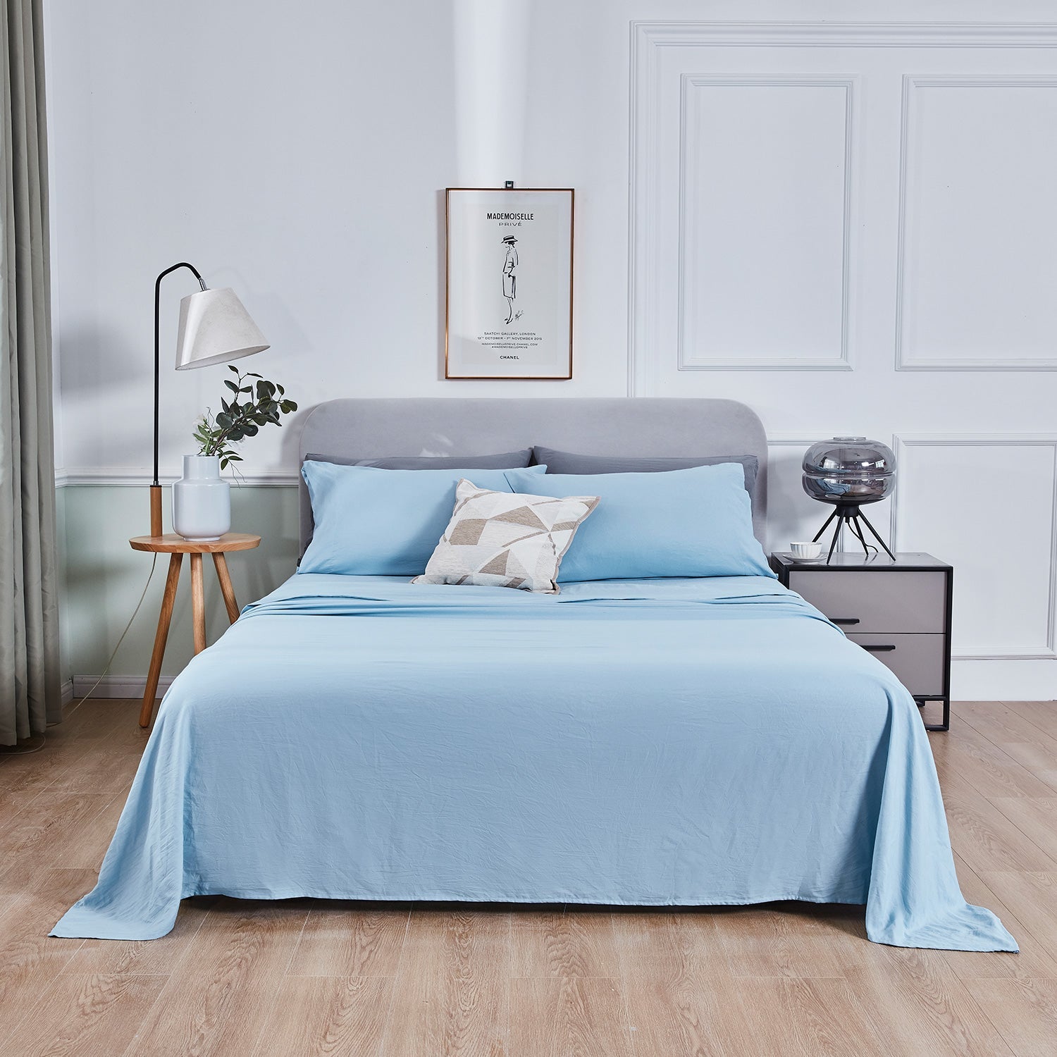Vintage Colored Sheets Set Ultra Soft Microfiber Bed Sheets & Pillowcase with Natural Wrinkle Texture
