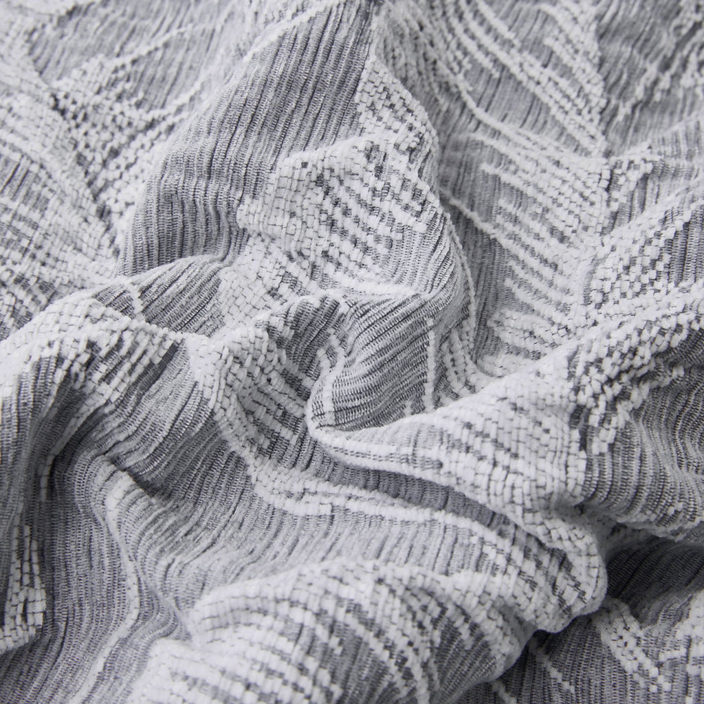 HIG 7-Piece Gray Chenille Jacquard Comforter Set, Leaf Bed in a Bag Bedding Set, Queen/King Size