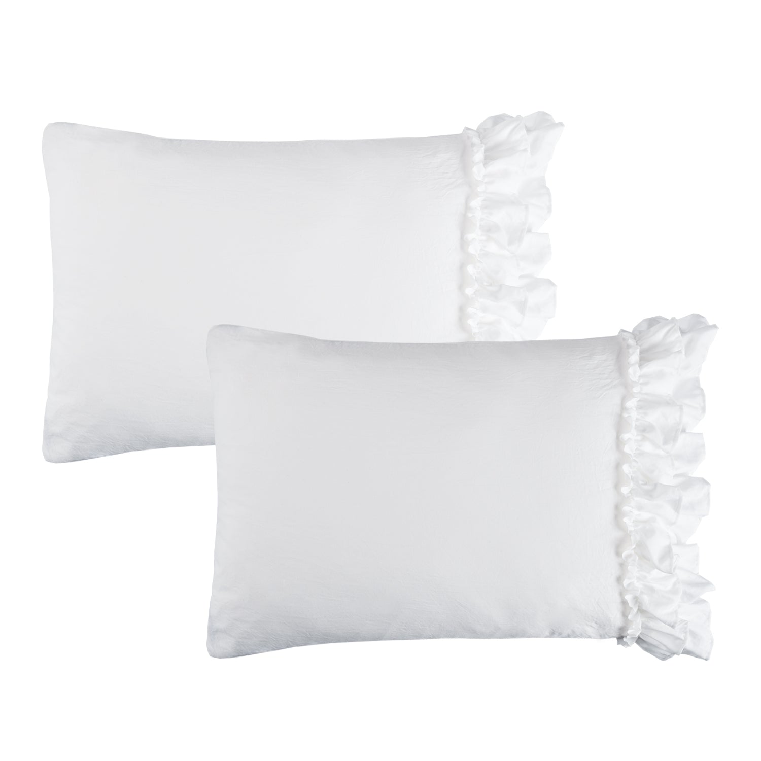 HIG 8 Piece Rustic Ruffle Comforter Set with 2 Layer of Handmade Ruffled Frindge Bed-in-A-Bag