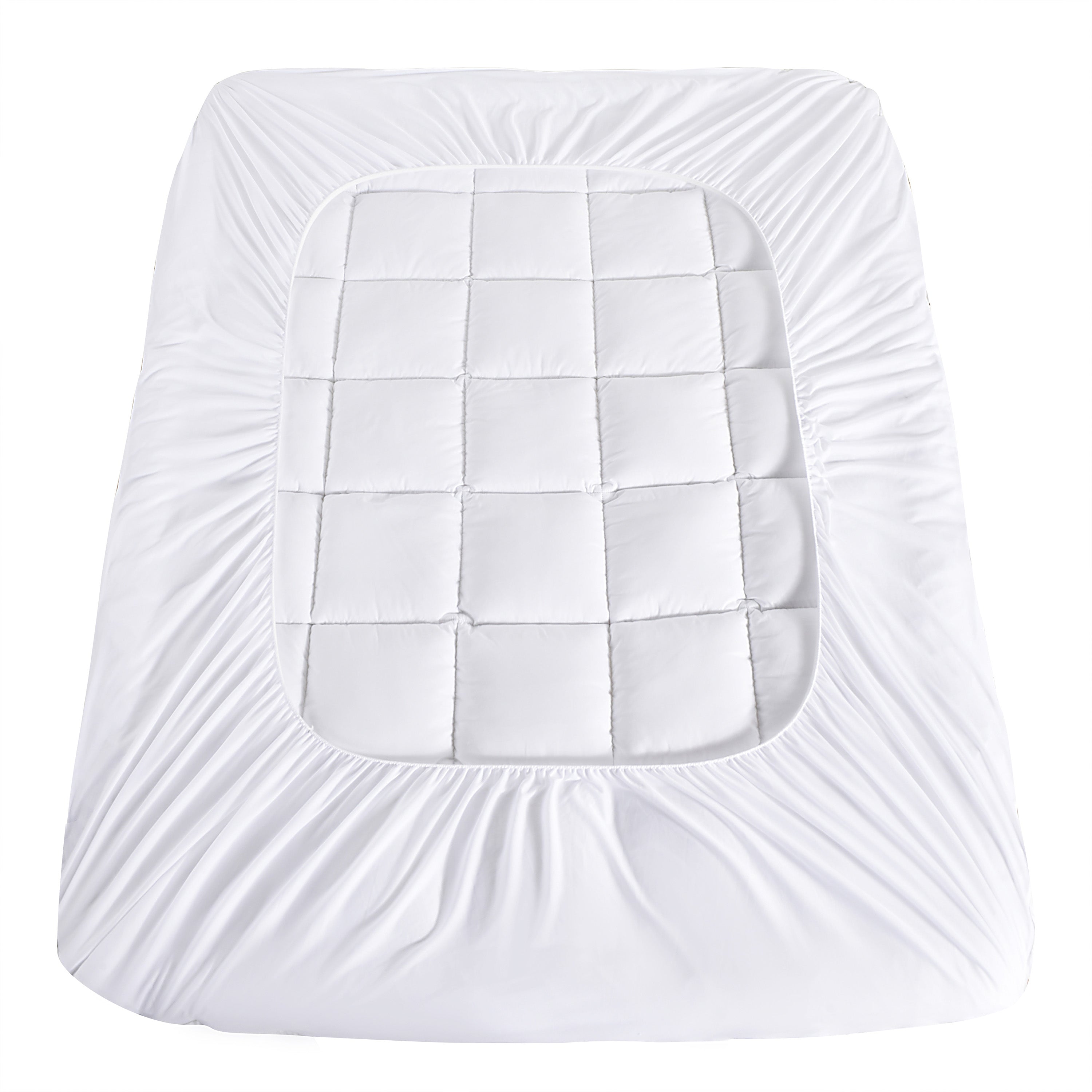 HIG Breathable Cotton Mattress Pad King Size, Fluffy Fitted Mattress Cover Protector with 8-21" Deep Pocket, Thick Quilted Pillow Top Mattress Topper for Back Pain, White