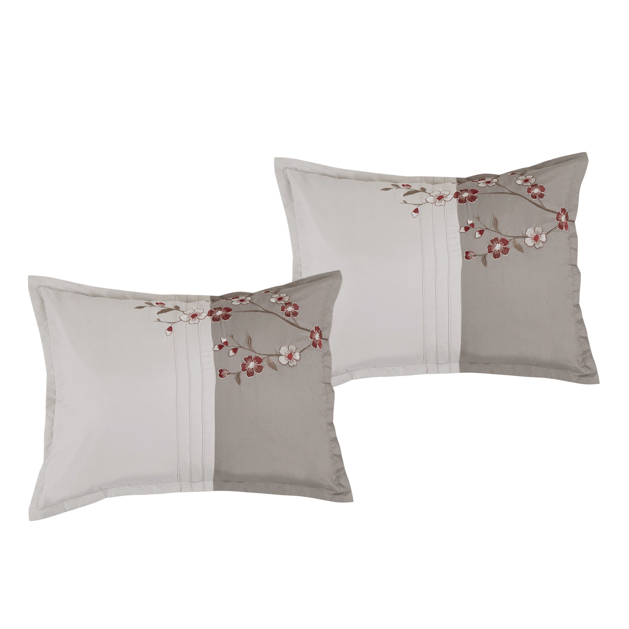 7 Piece Luxurious Plum Blossom Embroidered Comforters Bed in a Bag Queen King Bedding Set