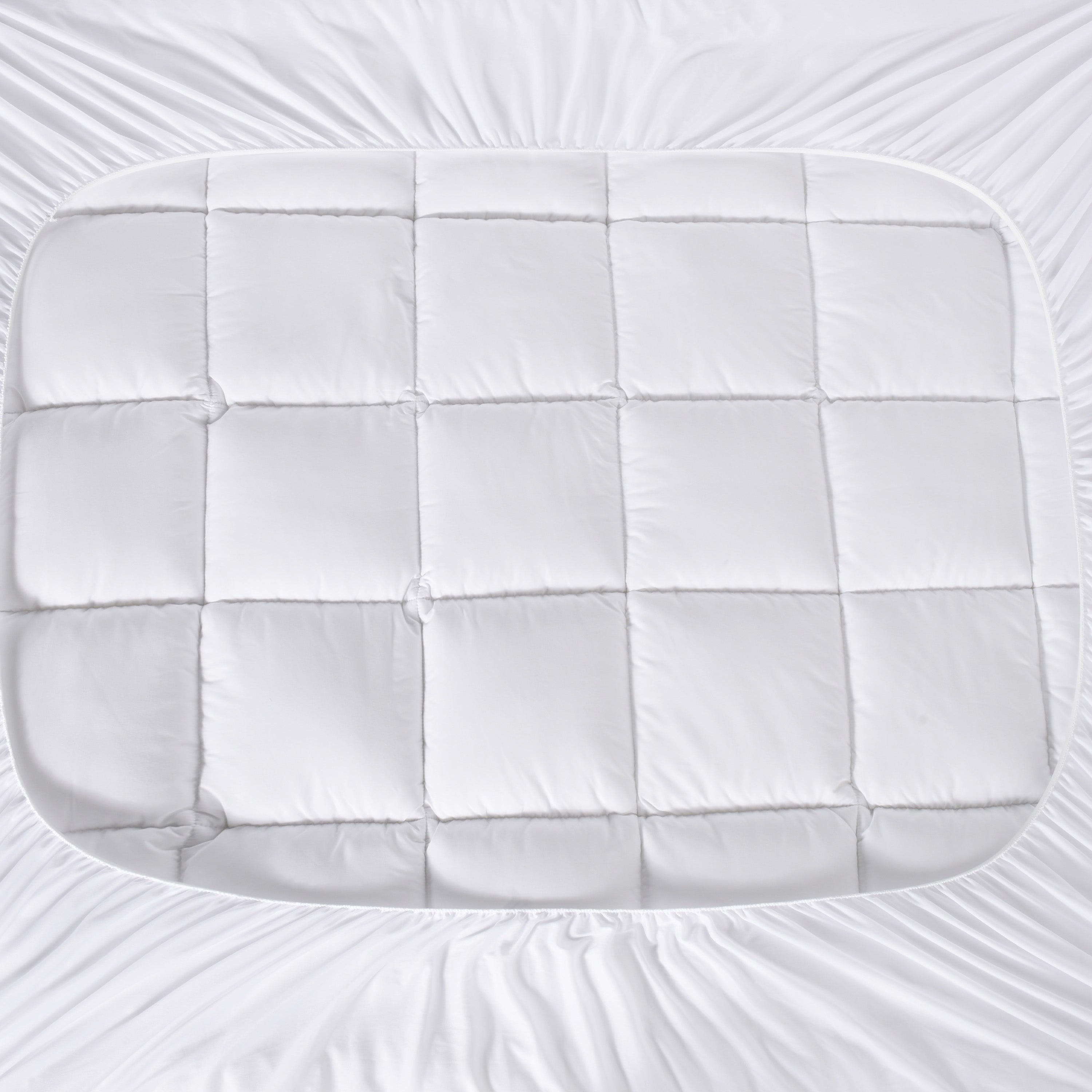 HIG Breathable Cotton Mattress Pad King Size, Fluffy Fitted Mattress Cover Protector with 8-21" Deep Pocket, Thick Quilted Pillow Top Mattress Topper for Back Pain, White