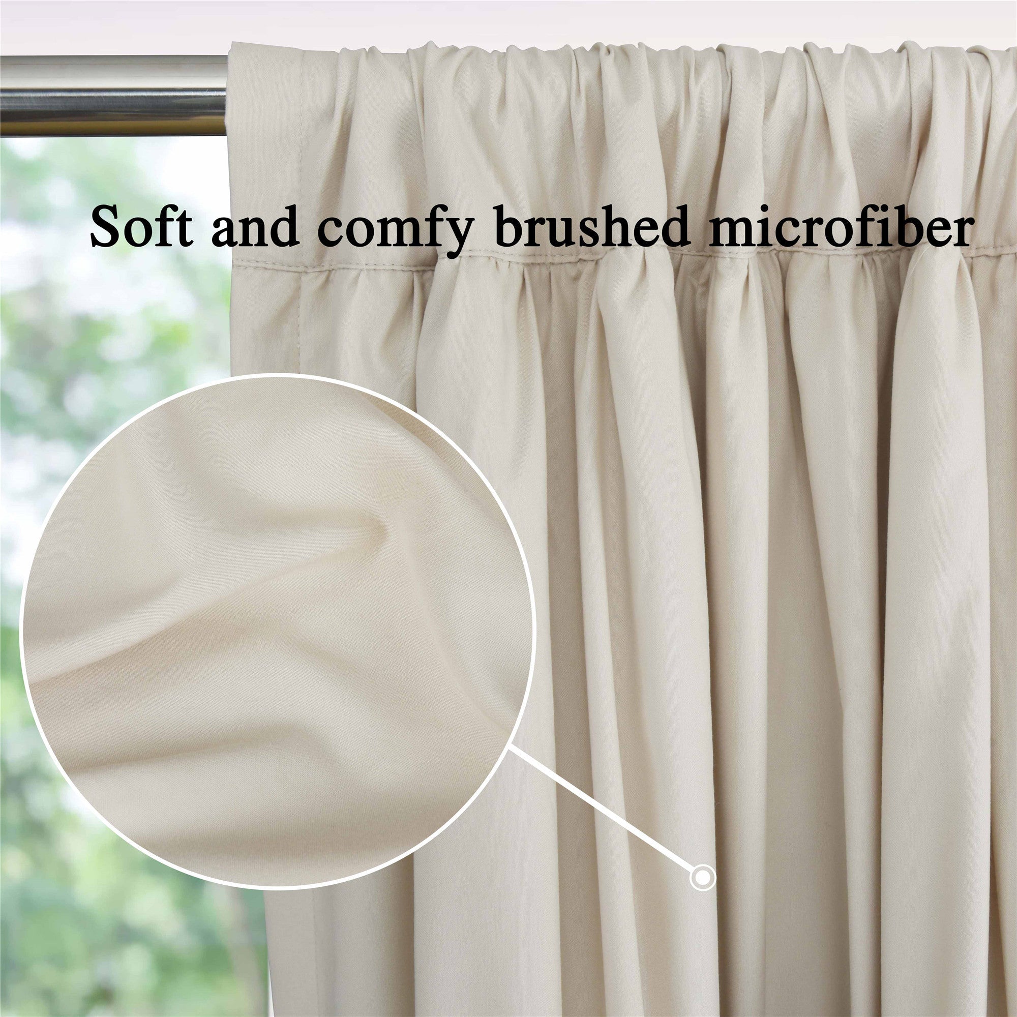HIG Farmhouse Ruffle Window Curtains with Blackout Liner Handmade Bow Ties Drapes 2 Panels Set, 54"W x 84"L