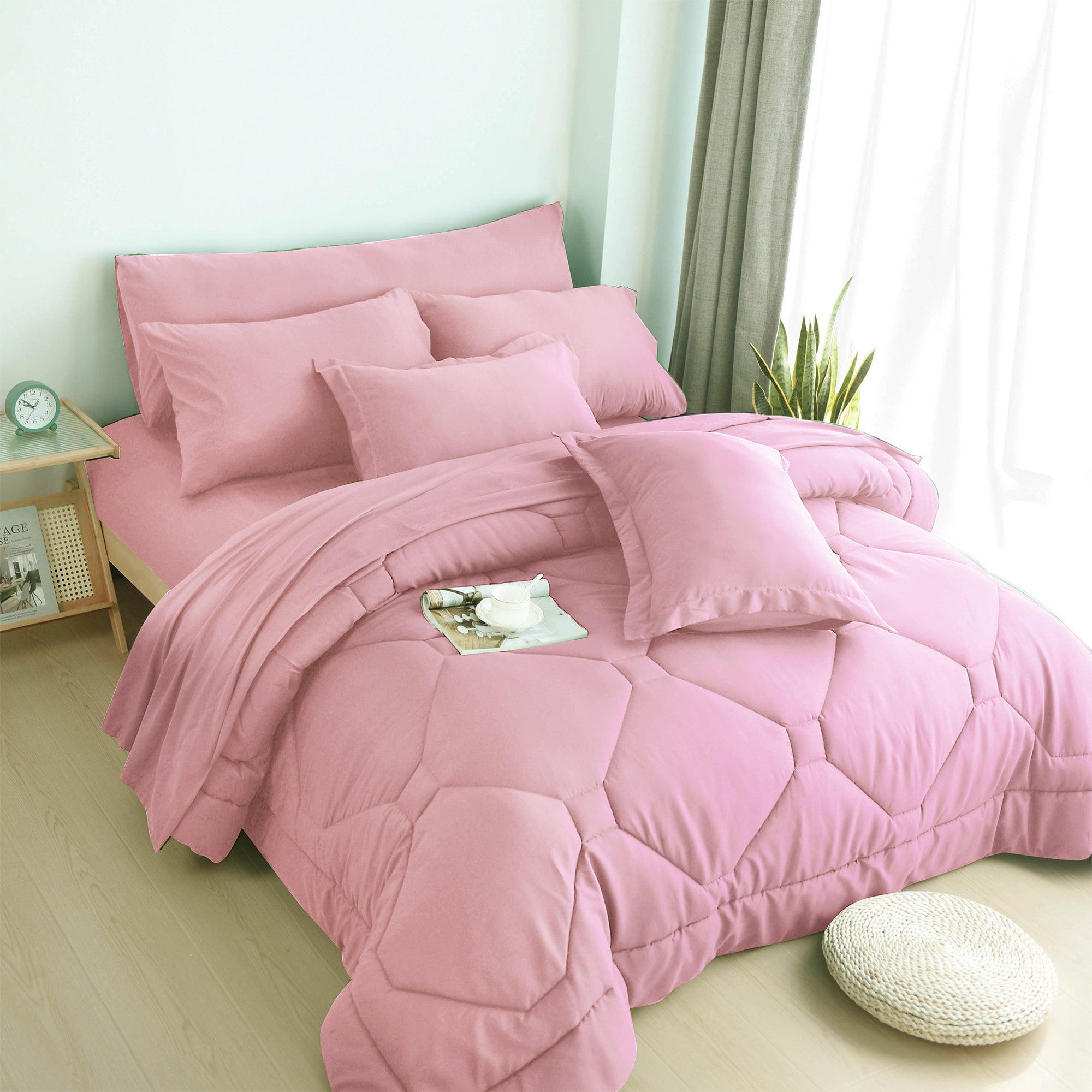 HIG 8 PCS Modern Comforter Set with Sheets All Season Bed in a Bag