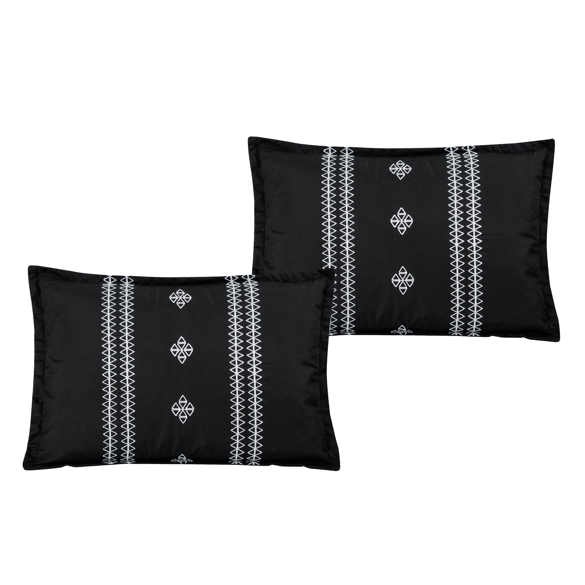 Luxury 7 Piece Geometric Emrboidery Bed in Bag Black Comforter Set Q/K Size-22129