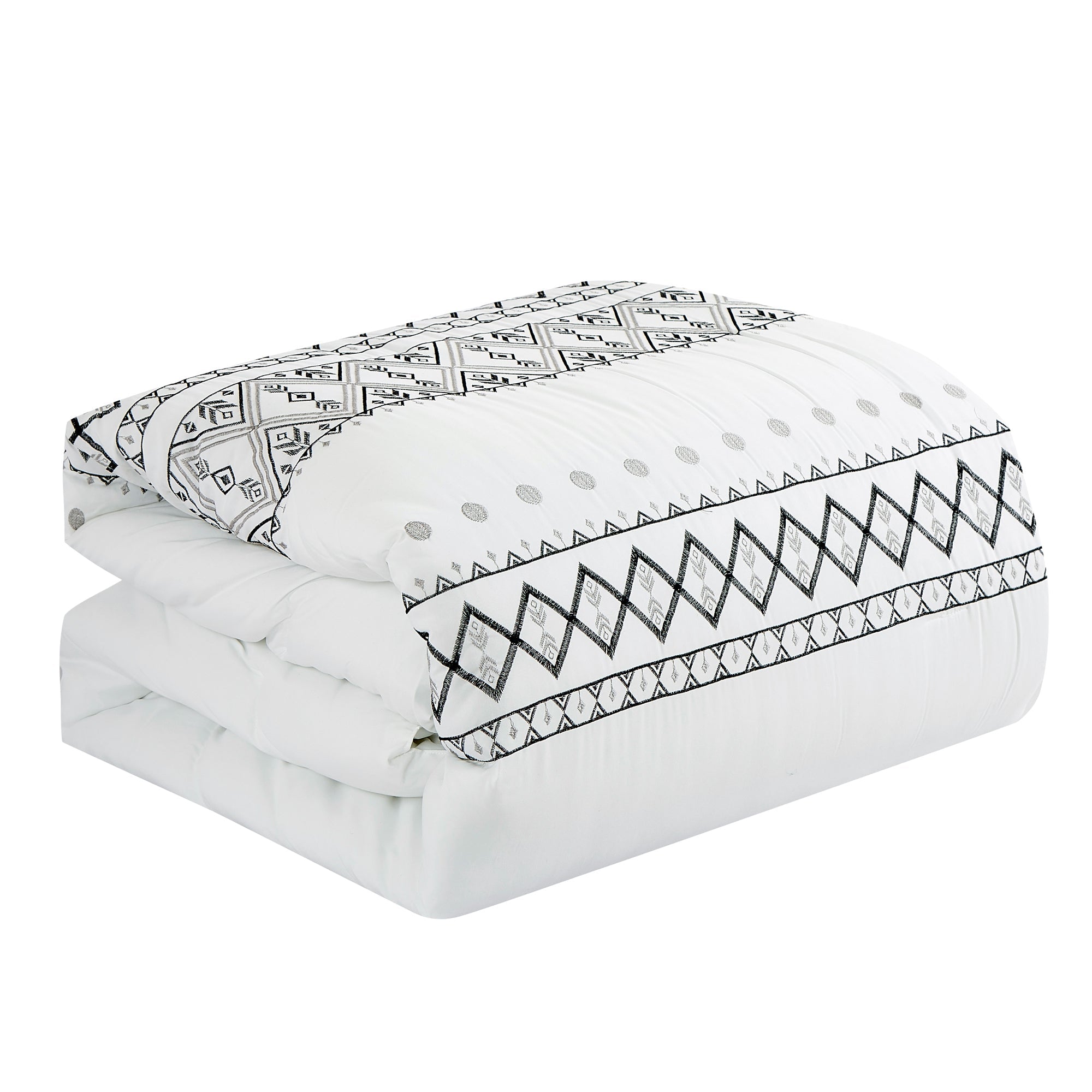 Luxury 7 Piece White Color Embroidered Bed in Bag Comforter Set Q/K Size-22207