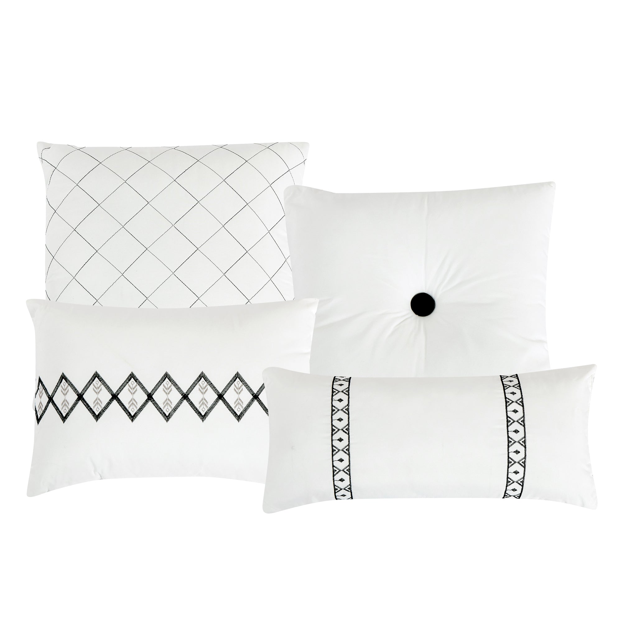 Luxury 7 Piece White Color Embroidered Bed in Bag Comforter Set Q/K Size-22207