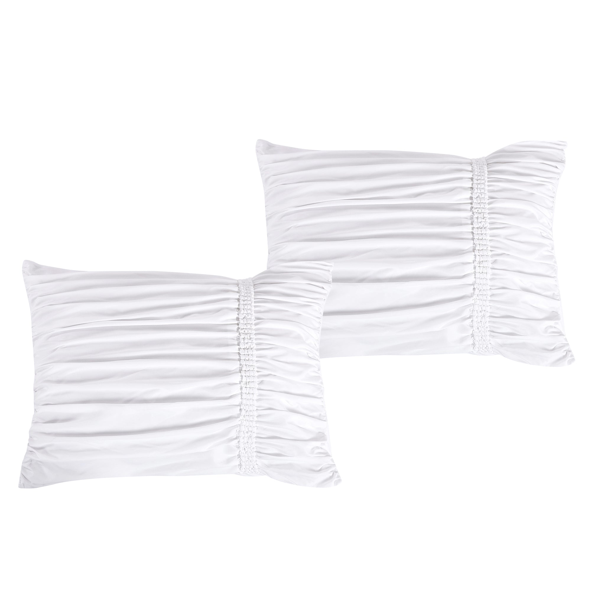 Luxury 7 Piece White Color Ruffle Pleated Bed in Bag Comforter Set Q/K Size