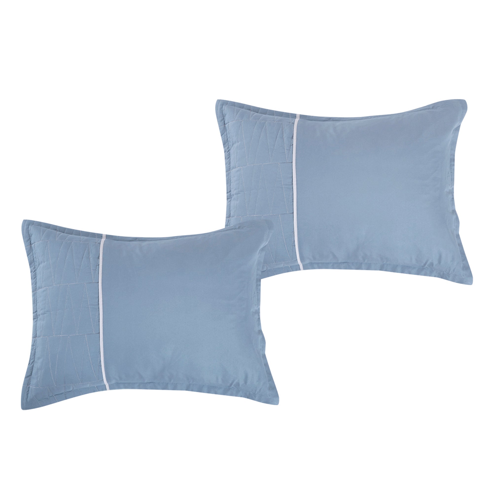 7 Piece Quilted Patchwork Blue Bed in a Bag Queen King Comforter Set - 22233