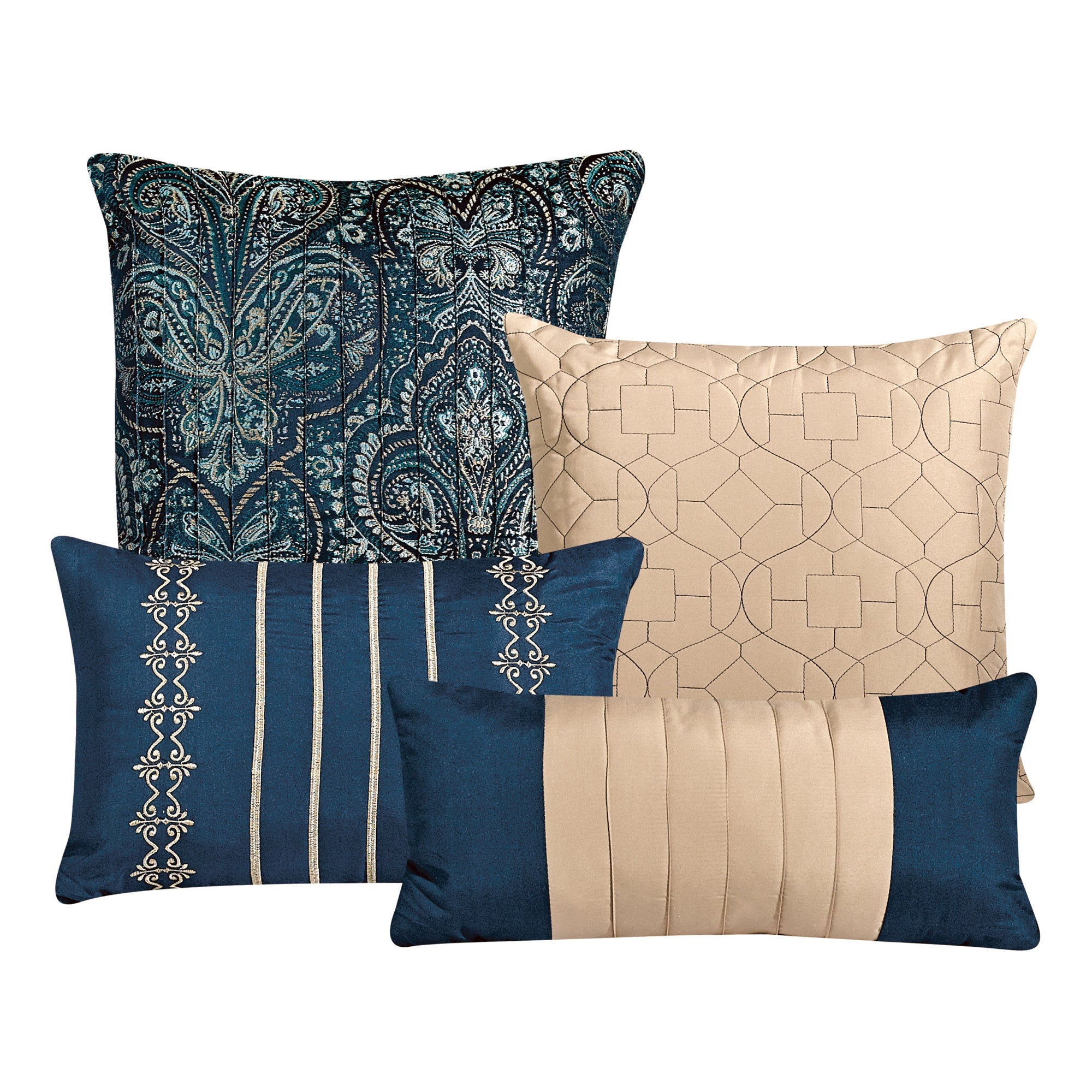 7 Piece Jacquard Bed in a Bag Queen King Comforter Set  - 22252