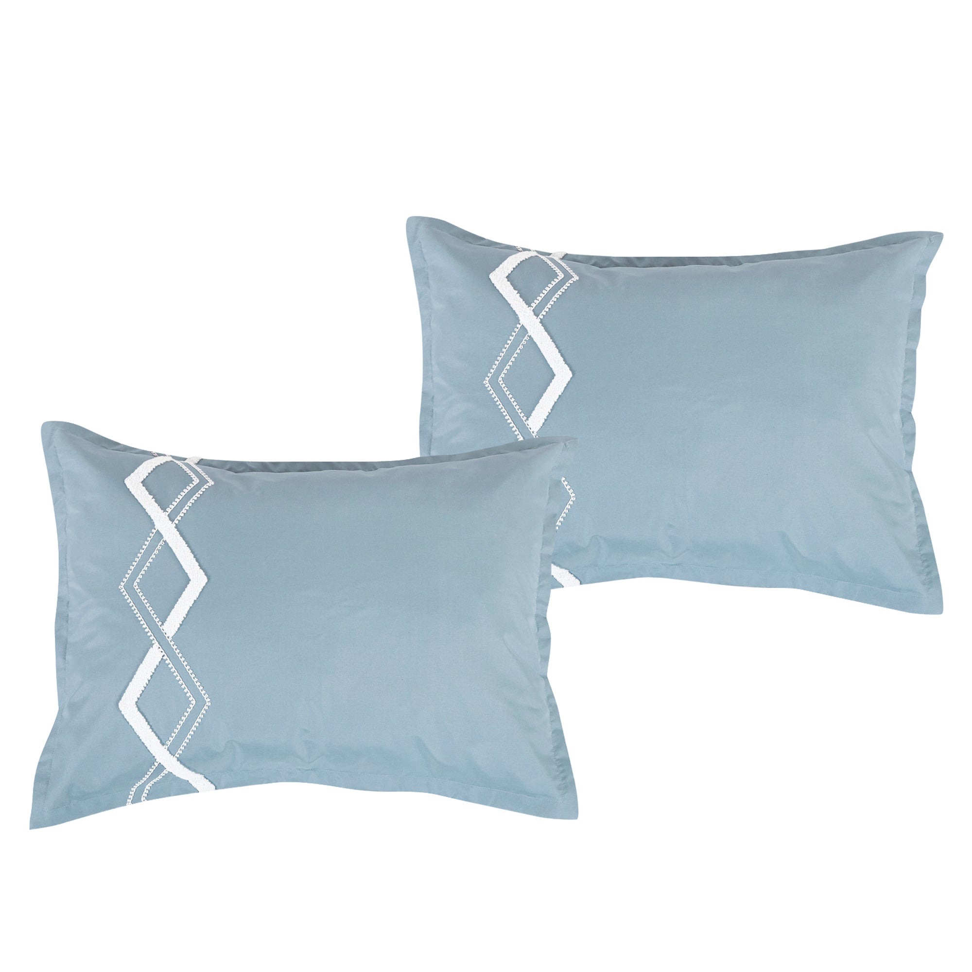 7 Piece Blue and White Color Embroidered Bed in Bag Comforter Set Q/K Size