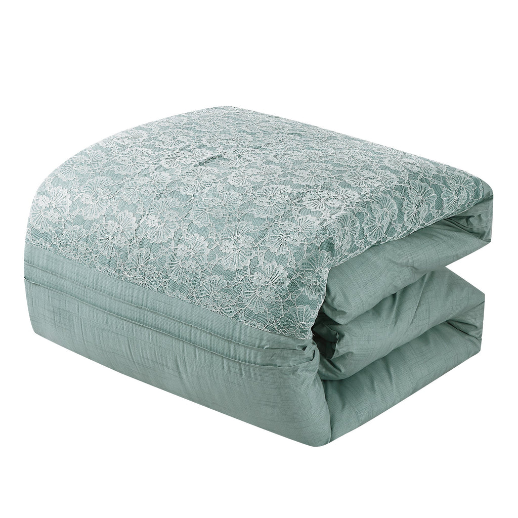 Luxury 7 Piece Floral Emrboidery Bed in Bag Cypress Comforter Set Q/K Size-22371