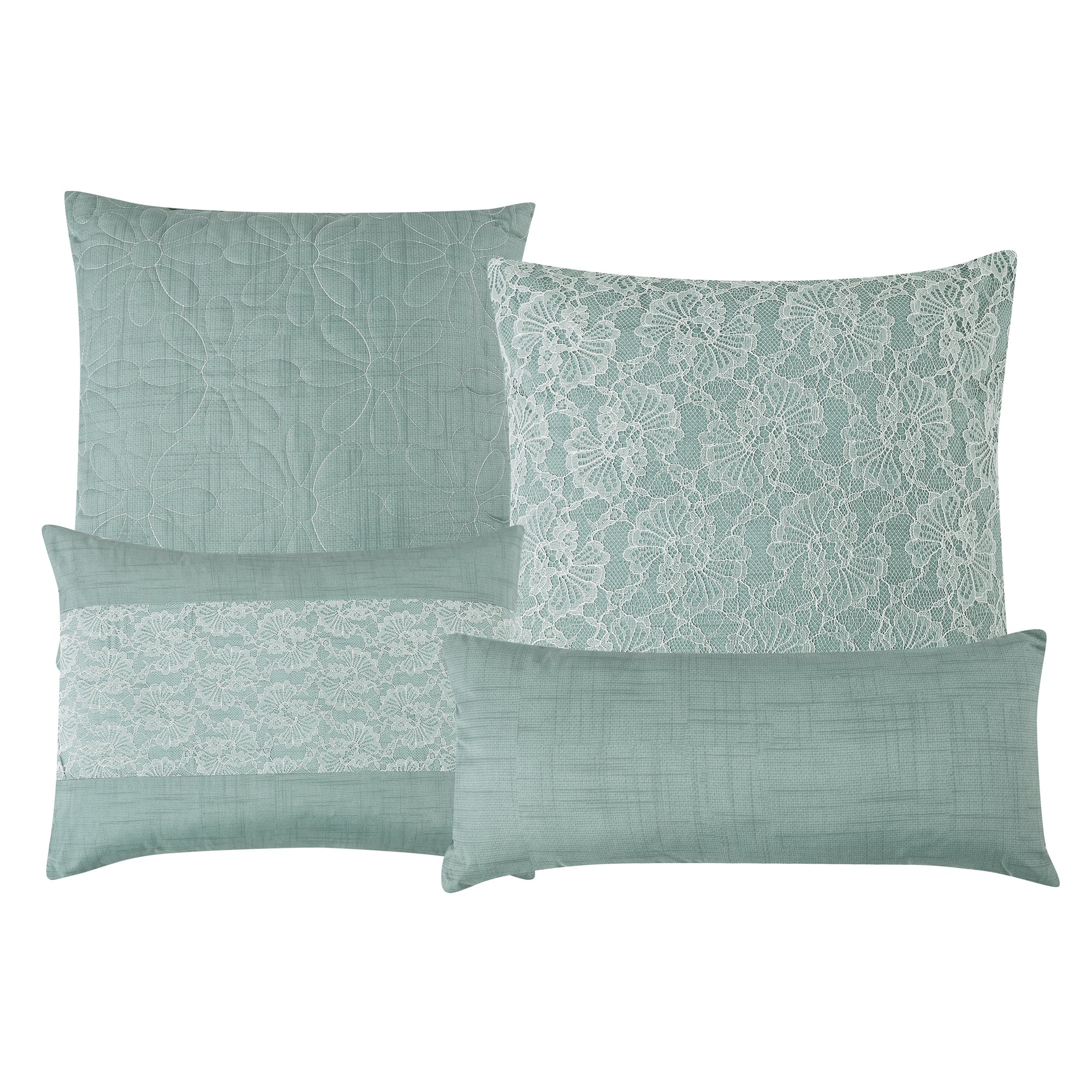 Luxury 7 Piece Floral Emrboidery Bed in Bag Cypress Comforter Set Q/K Size-22371