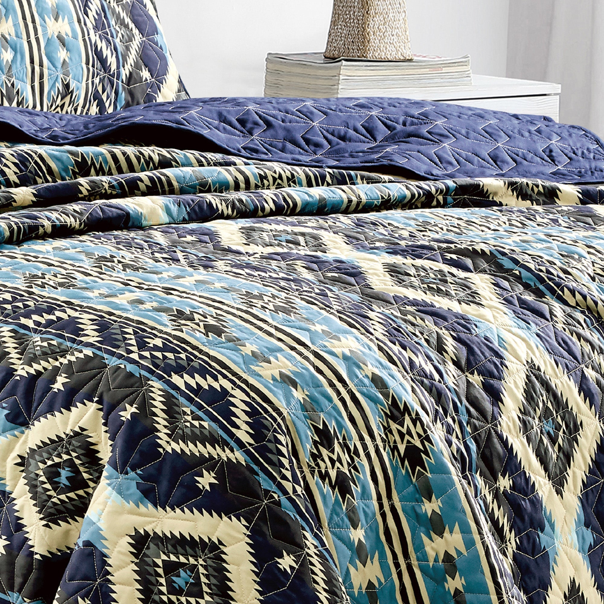 HIG 3 Piece Boho Style Print Bedspread Set King & Queen Size for Bedroom
