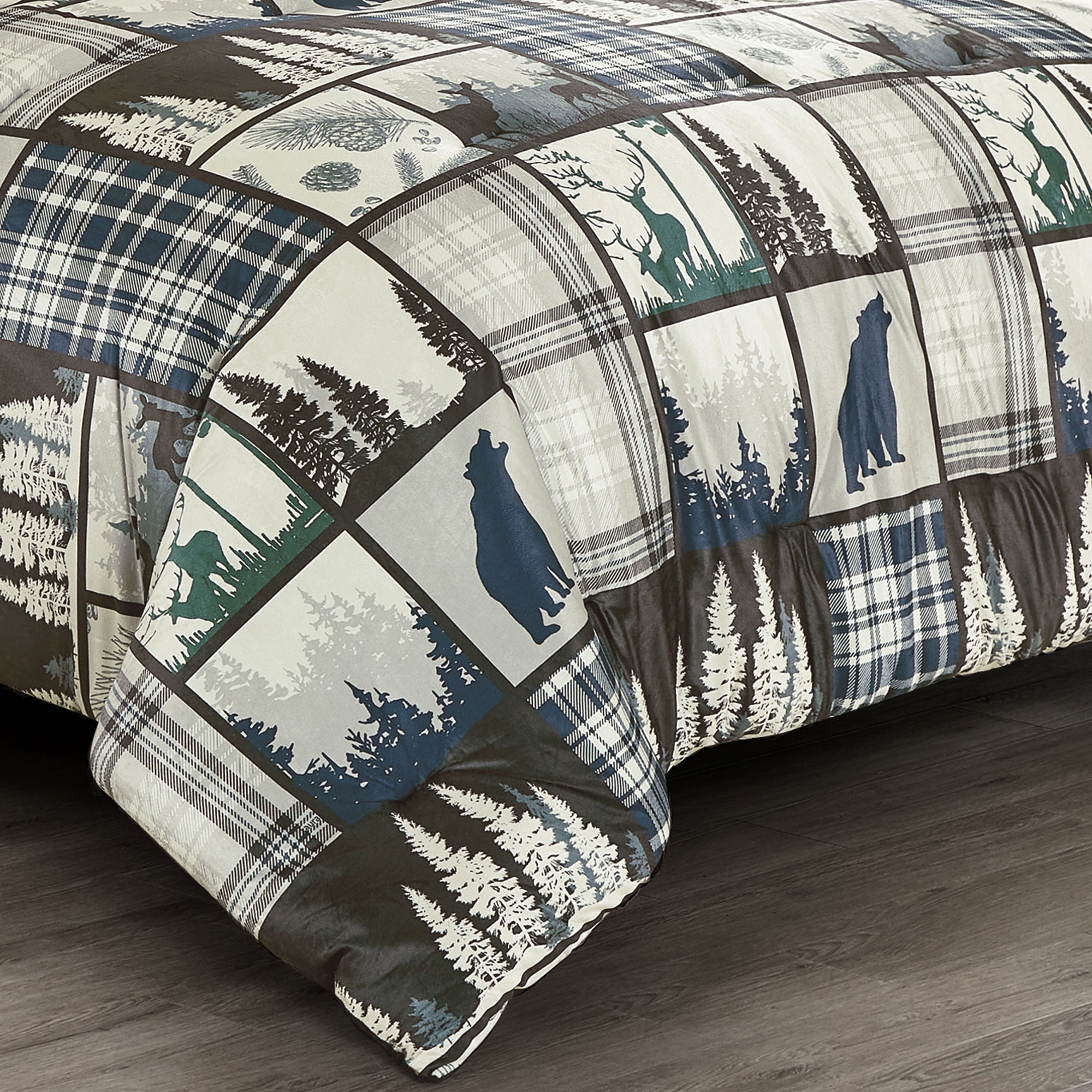 HIG 5-Piece Velvet Sherpa Comforter Set – Wild and Free Cabin Lodge Bedding, Soft & Cozy Comforter with Matching Shams and Decorative Cushions