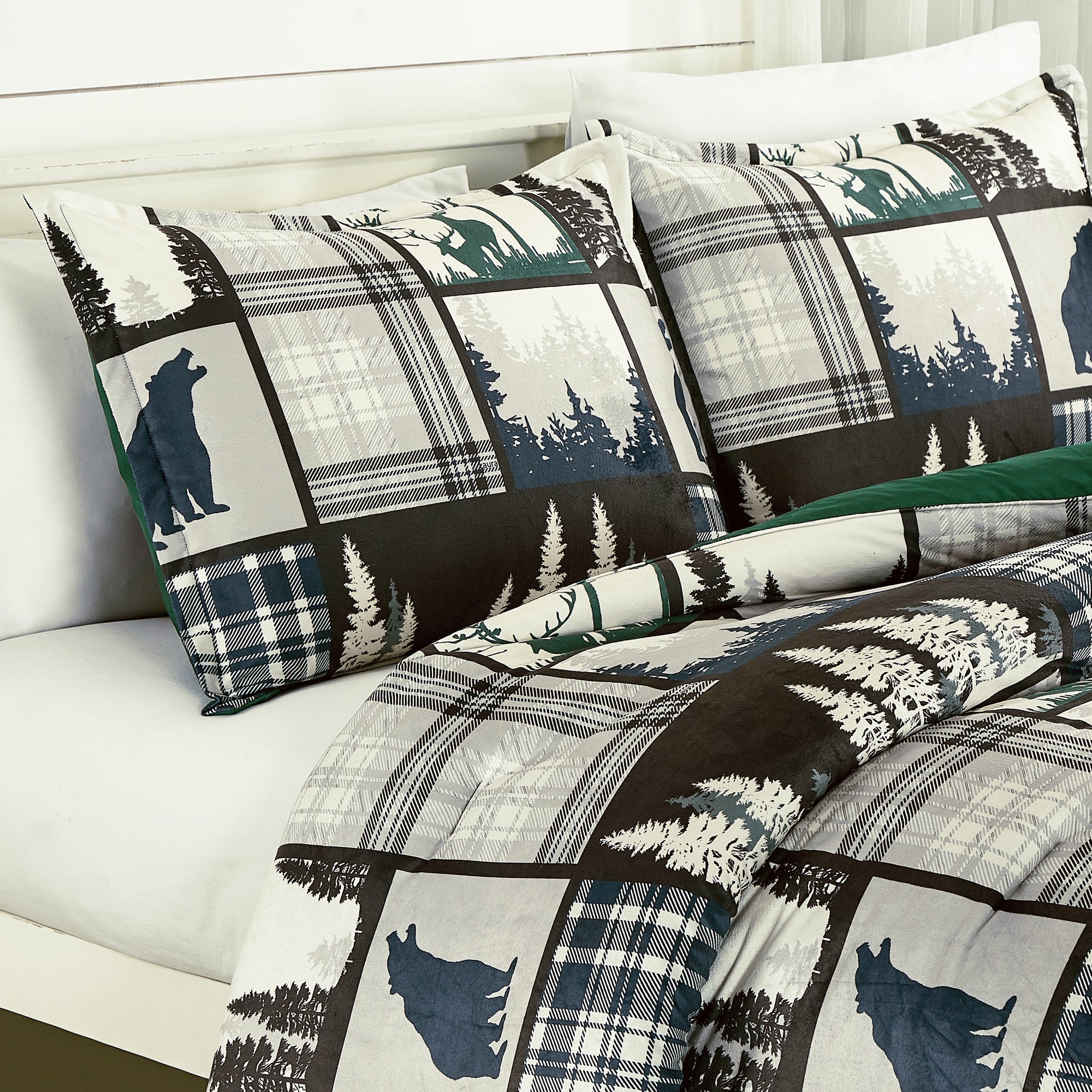 HIG 5-Piece Velvet Sherpa Comforter Set – Wild and Free Cabin Lodge Bedding, Soft & Cozy Comforter with Matching Shams and Decorative Cushions