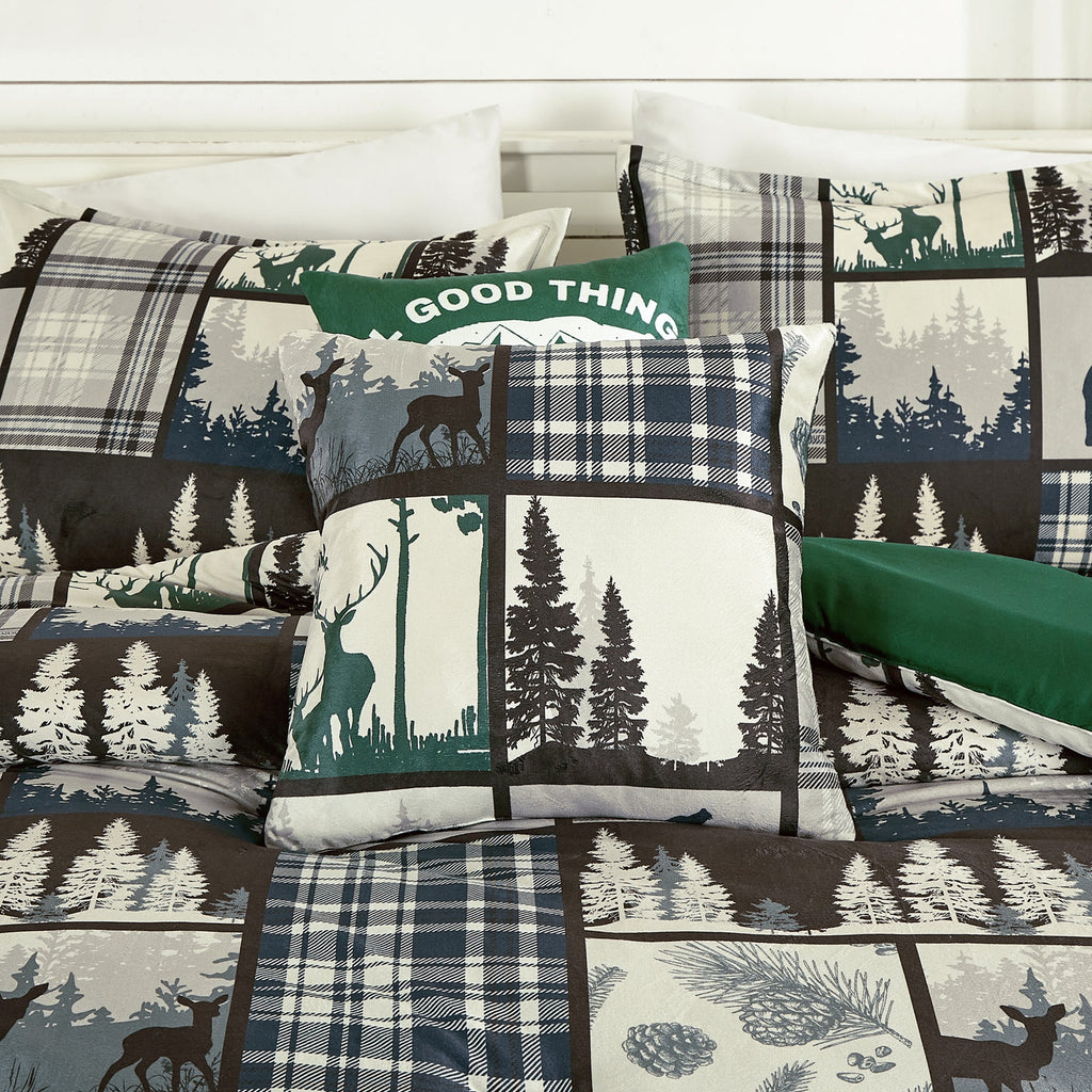 HIG 5-Piece Velvet Sherpa Comforter Set – Wild and Free Cabin Lodge Bedding, Soft & Cozy Comforter with Matching Shams and Decorative Cushions