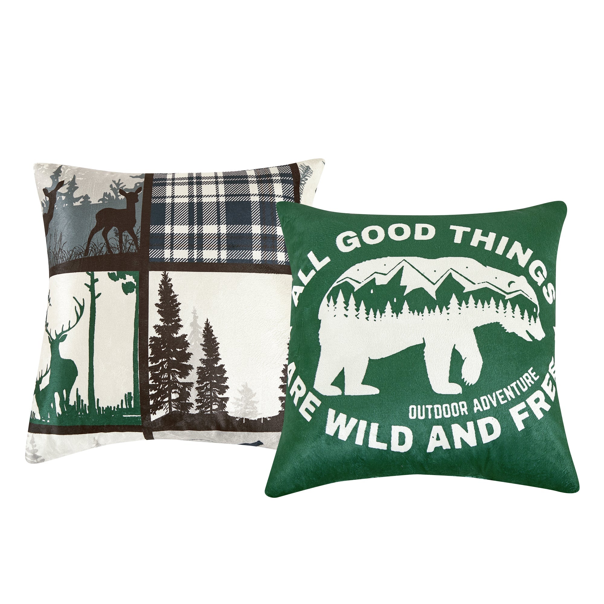 HIG 5-Piece Velvet Sherpa Comforter Set – Wild and Free Cabin Lodge Bedding, Soft & Cozy Comforter with Matching Shams and Decorative Cushions
