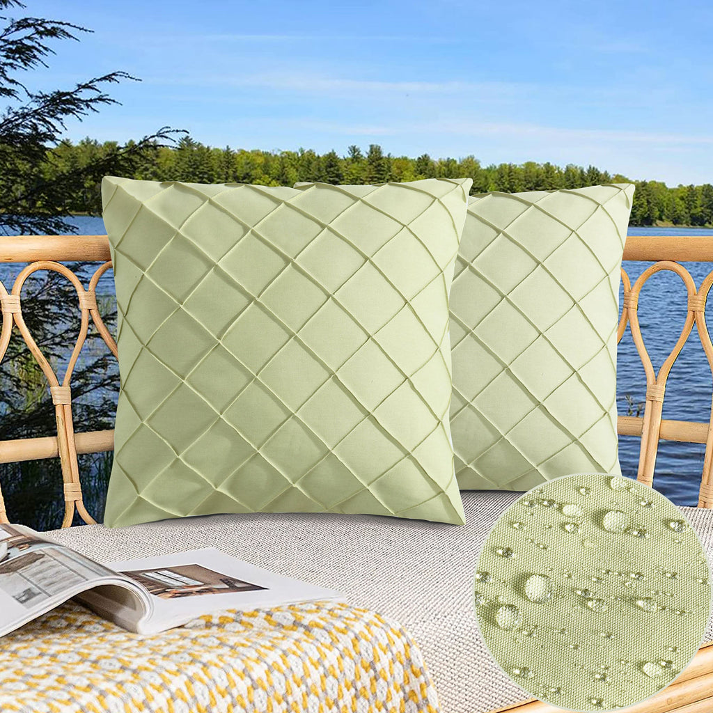 HIG Pack of 4 Waterproof Outdoor Pillow Covers with Hand Pleated - 20x20 inch