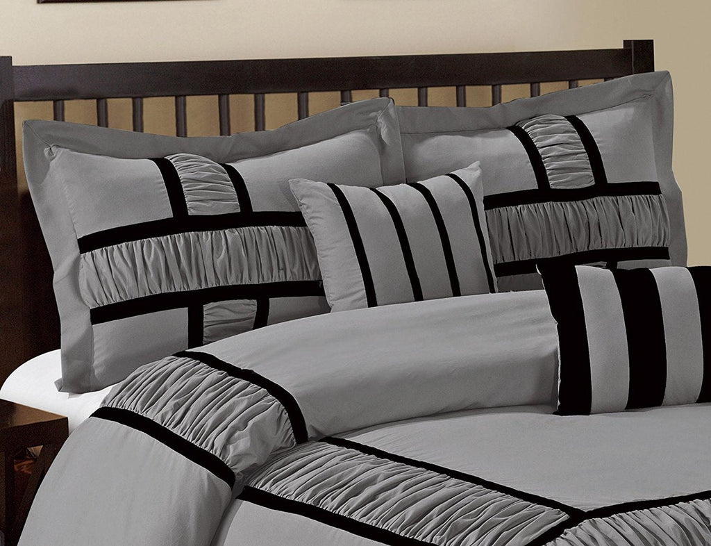 Hig Gray 7 Piece Bed in a Bag Comforter Set, King Bed Sets for Adults
