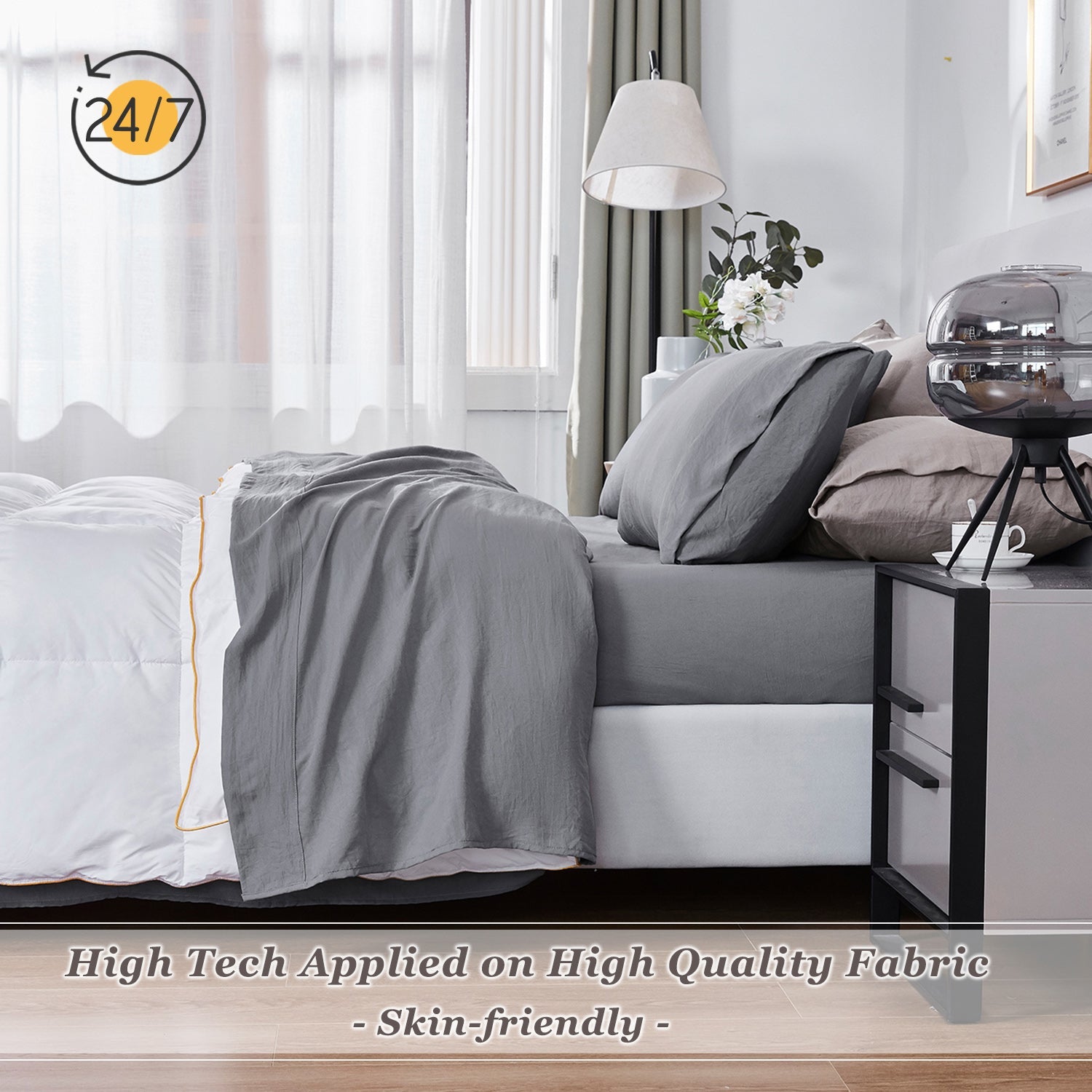 Vintage Colored Sheets Set Ultra Soft Microfiber Bed Sheets & Pillowcase with Natural Wrinkle Texture