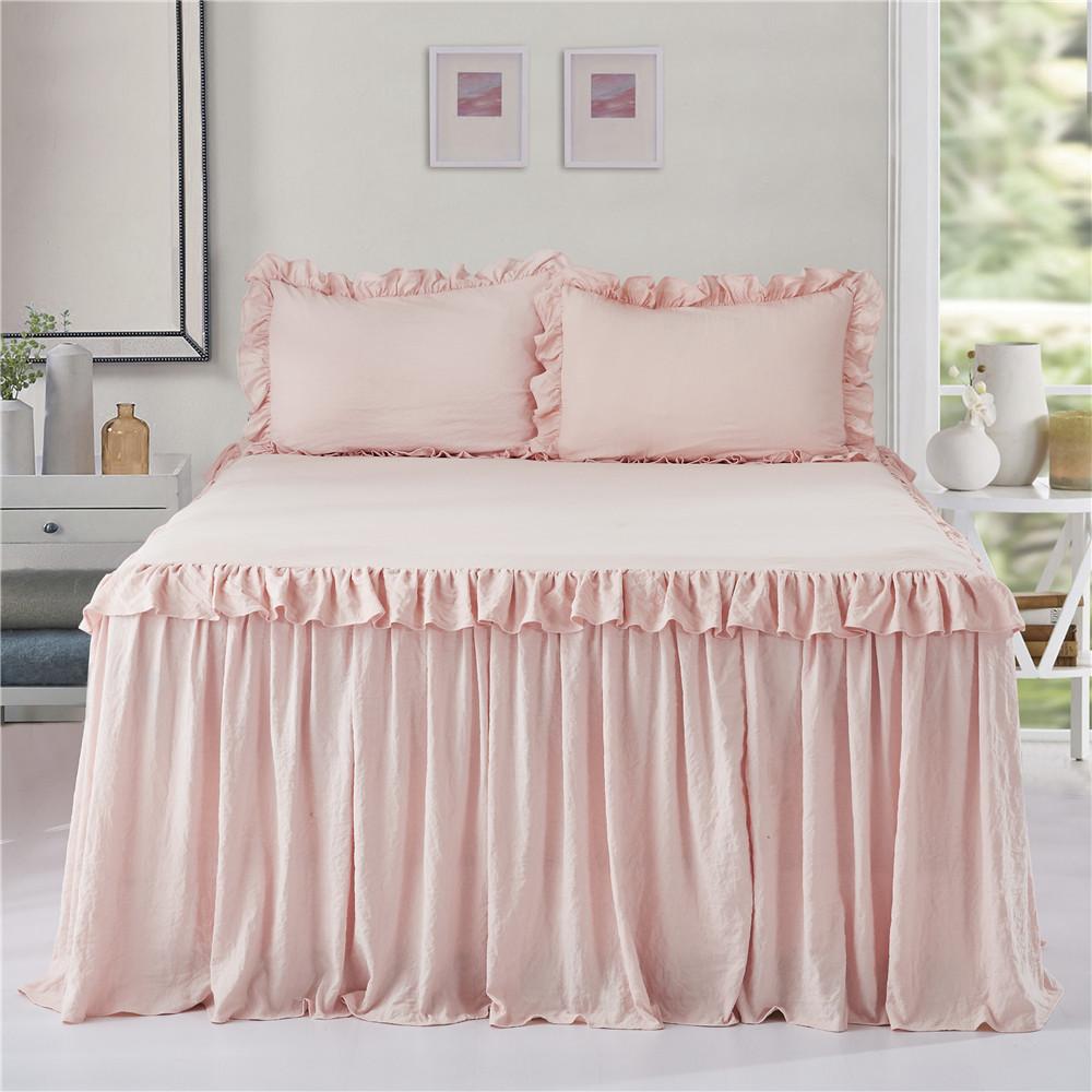 Ruffle Skirt Bedspread One Layer Design Chic Style Bedding Set