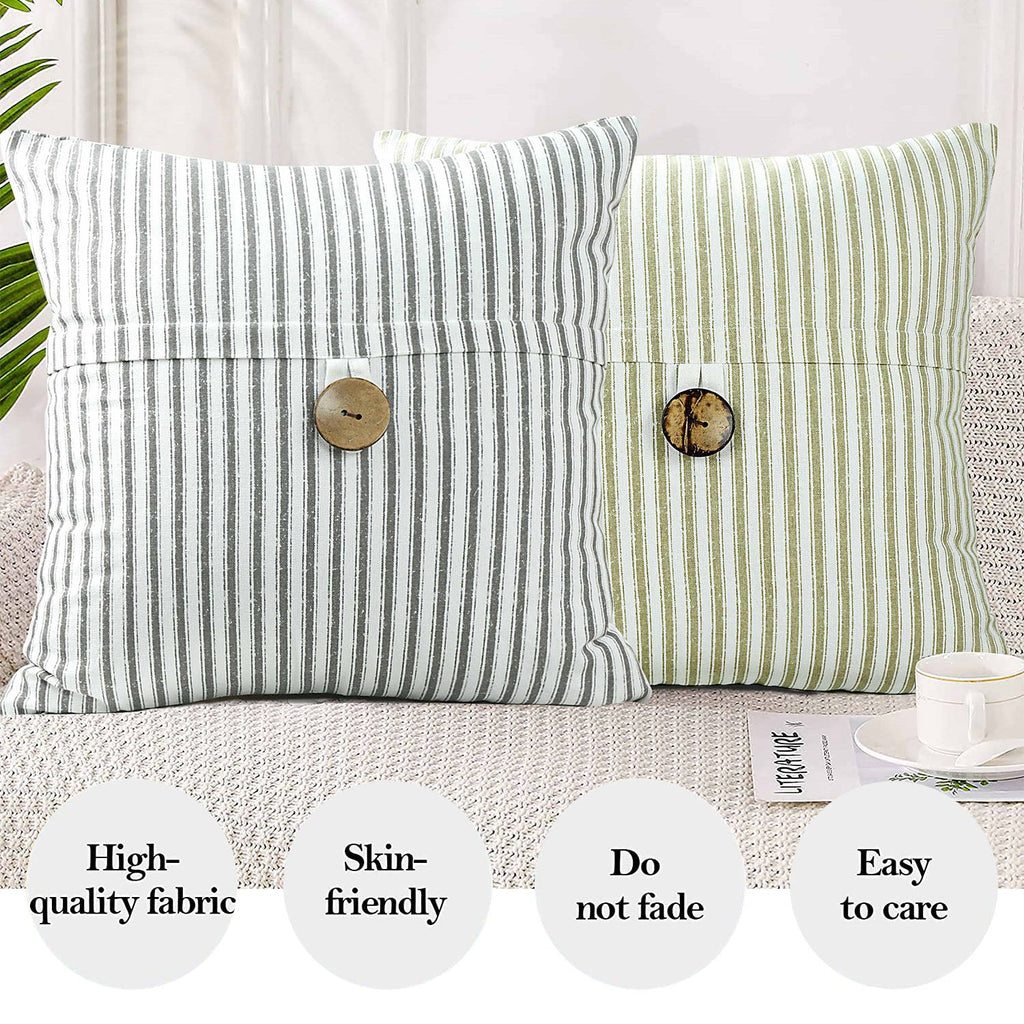HIG Set of 2 Modern Throw Pillow Covers with Coconut Button 20x20 for Chair Sofa Home Decor