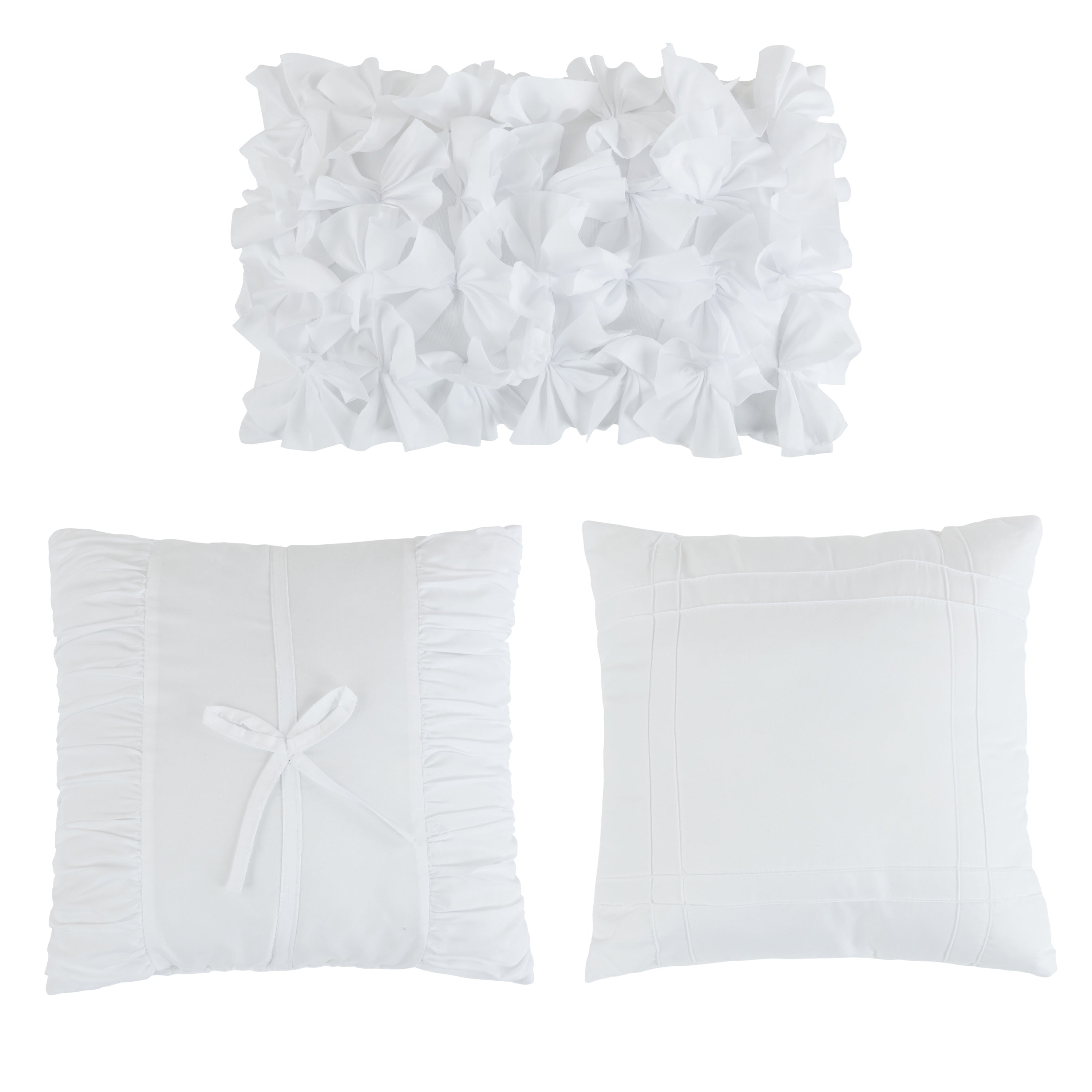 HIG 7 Piece Ruched Pleat Comforter Set Camel and White Romantic Bed in a Bag Queen King Size