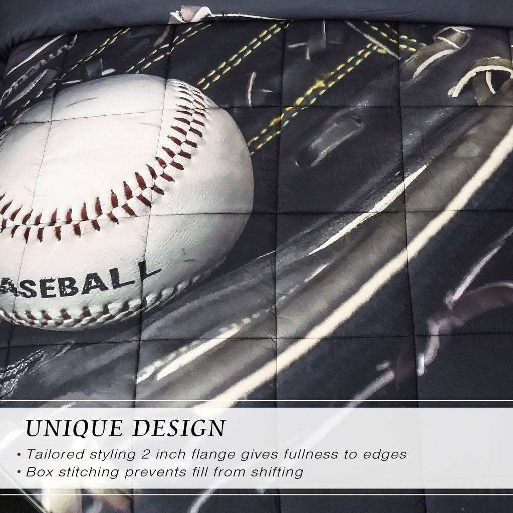3D Print Ball and Bat All Season Comforter Set-S27
