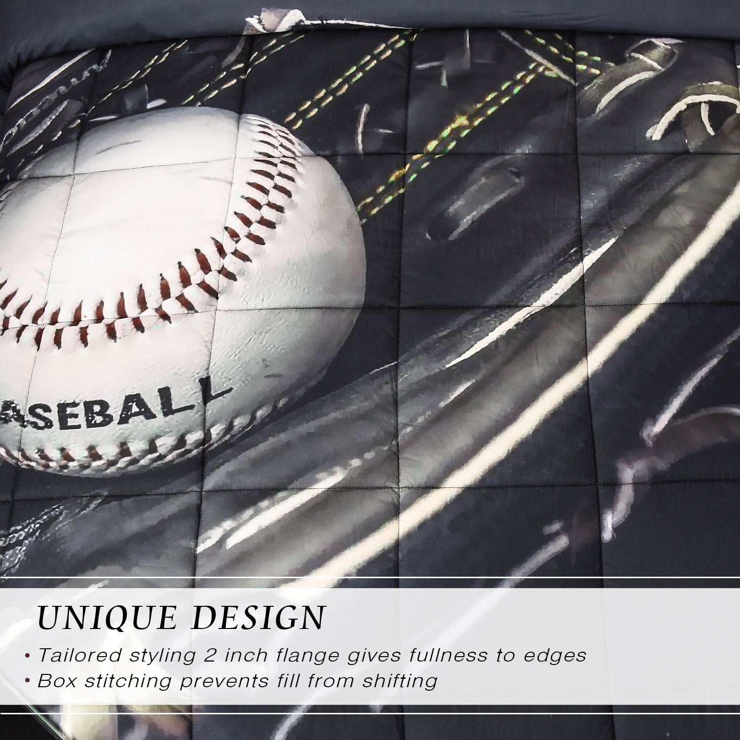 3D Print Ball and Bat All Season Comforter Set-S27