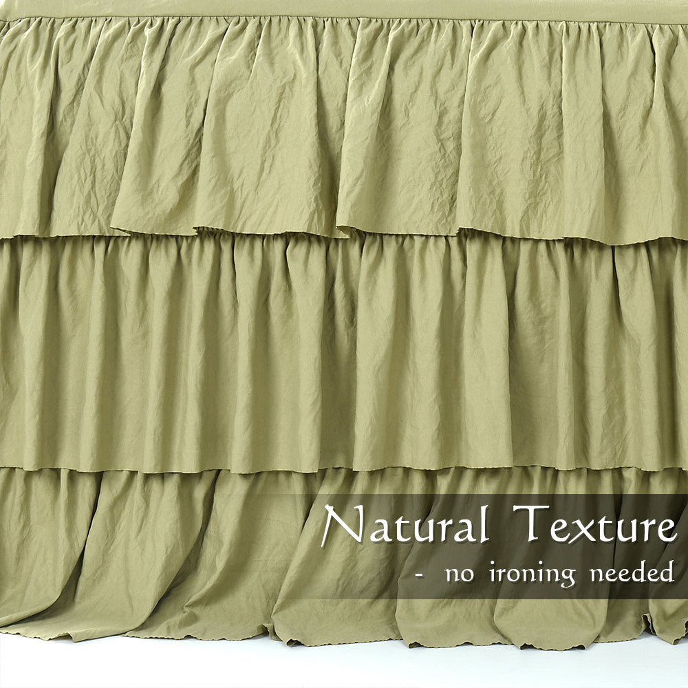 Ruffle Skirt Bedspread Three Layers Design Chic Style Bedding Set
