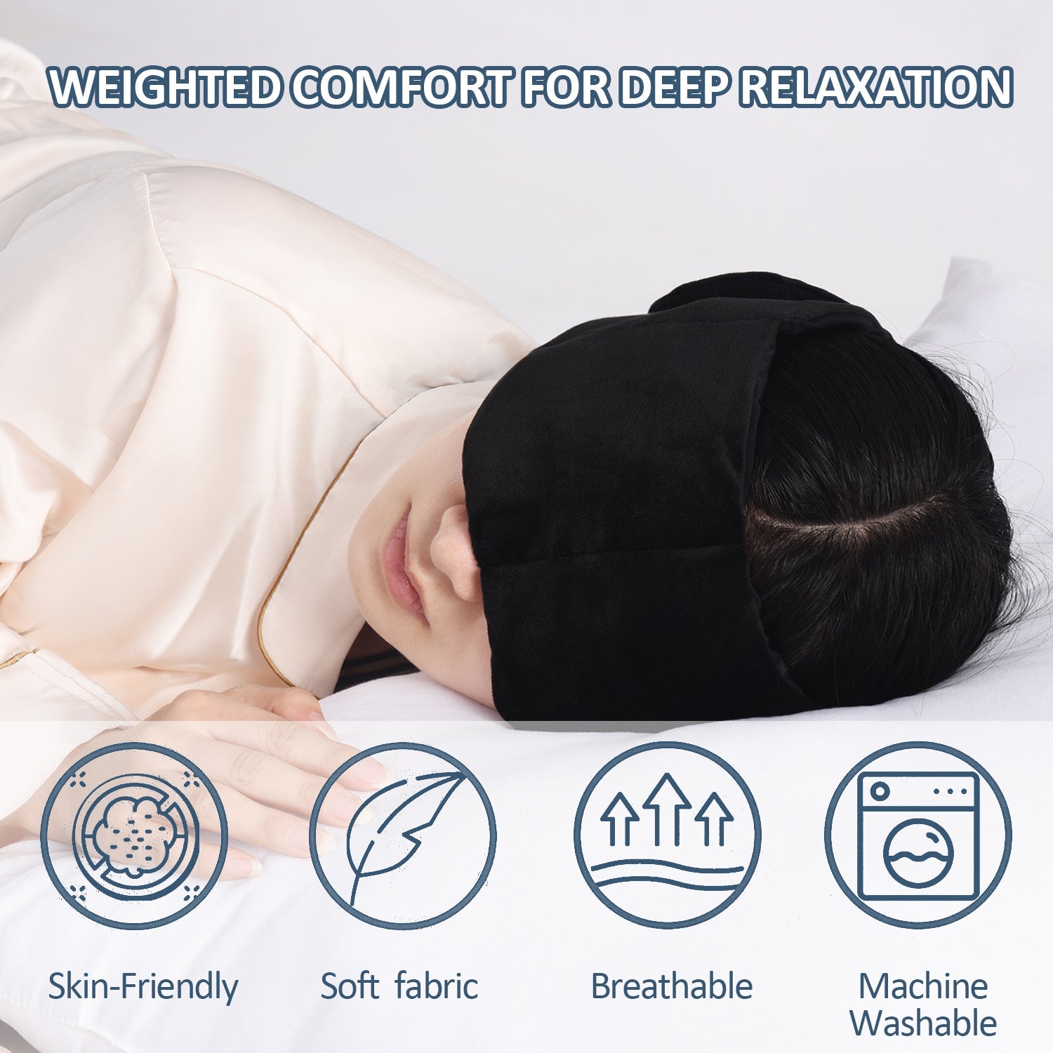 HIG Weighted Sleep Mask with Glass Beads for Men Women Sleeping Nap Travel