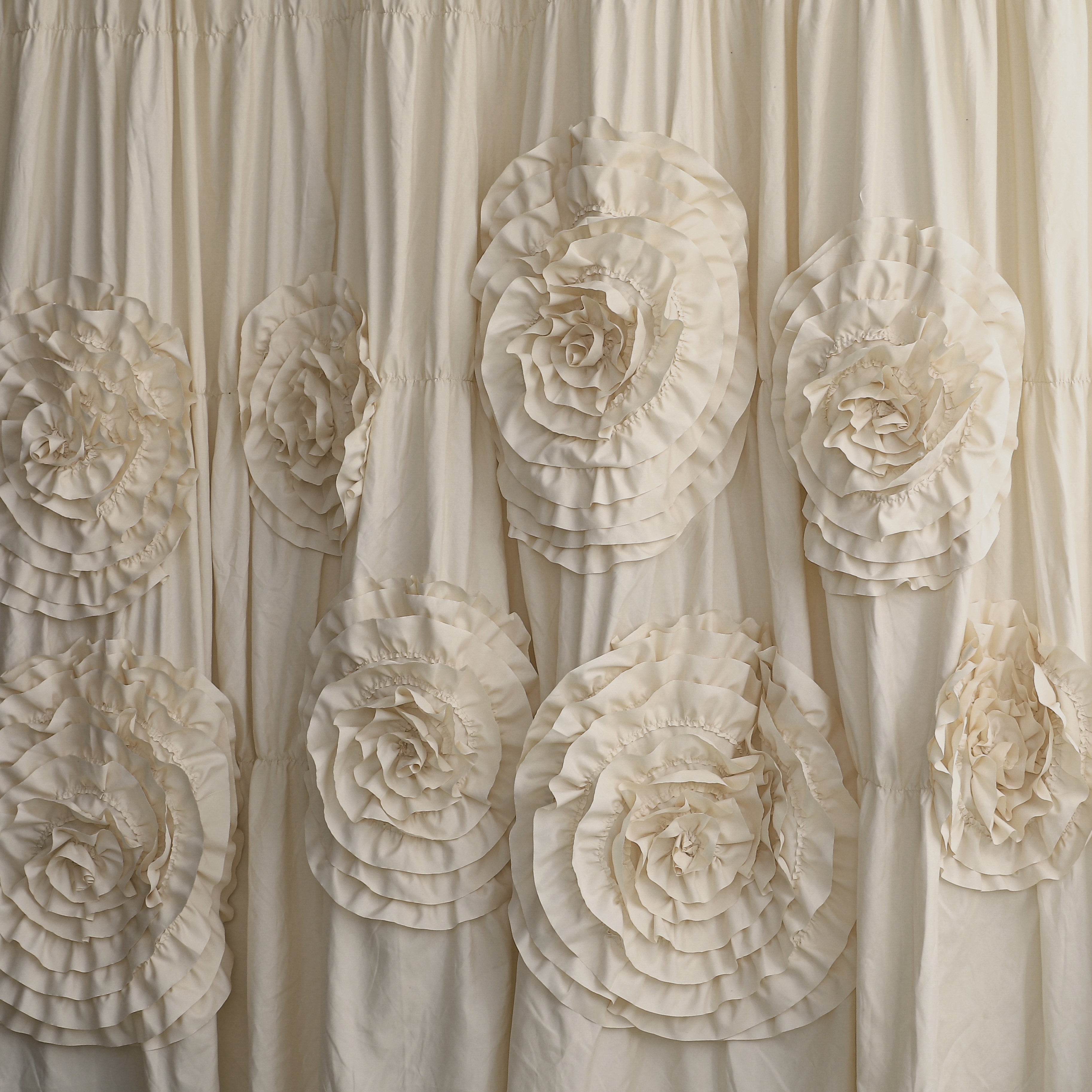 HIG Bohemian Ruffled Shower Curtain - Oversized Floral Print, Heavy Fabric with Elegant Draping for Bathroom, 72"x72",