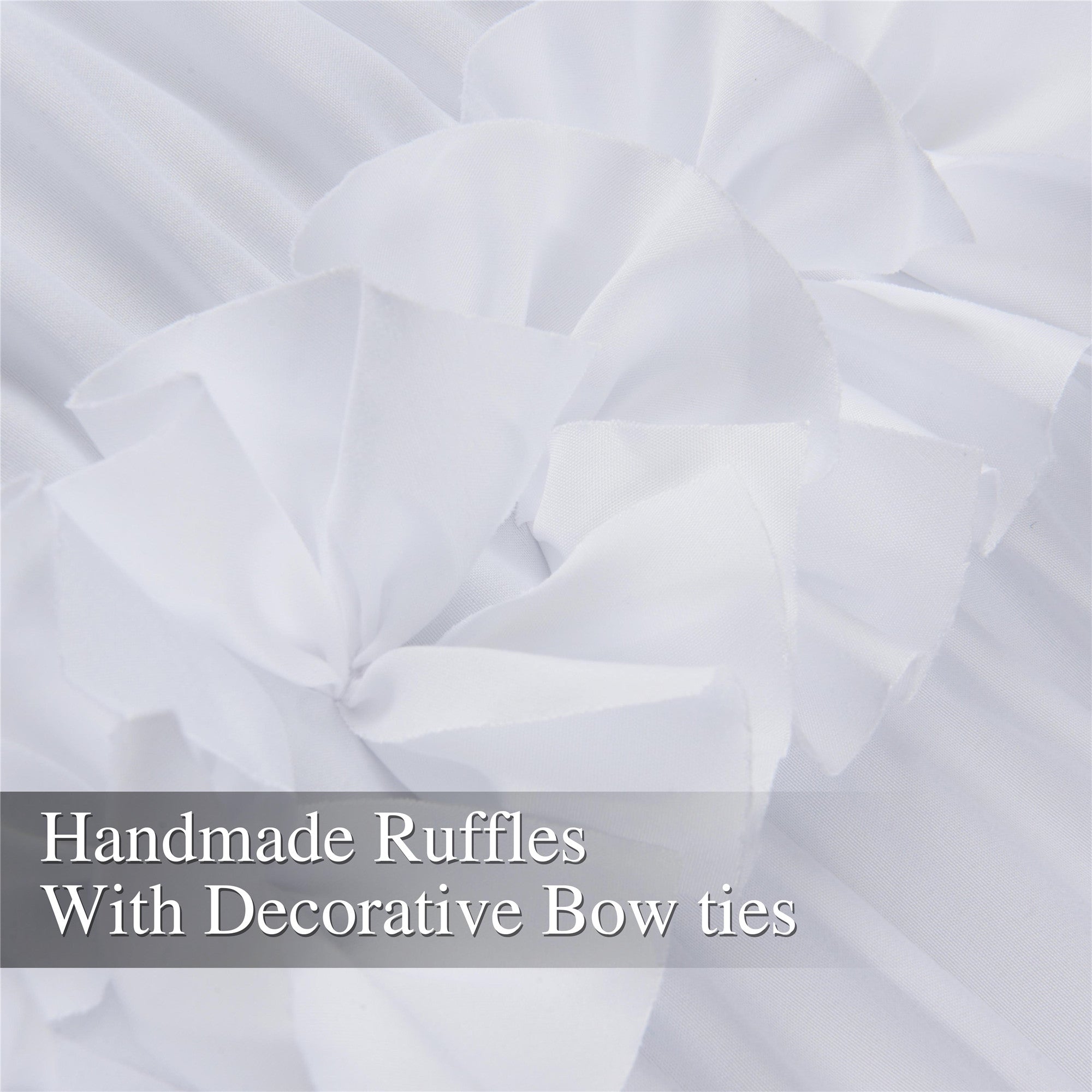 HIG Farmhouse Ruffle Window Curtains with Blackout Liner Handmade Bow Ties Drapes 2 Panels Set, 54"W x 84"L