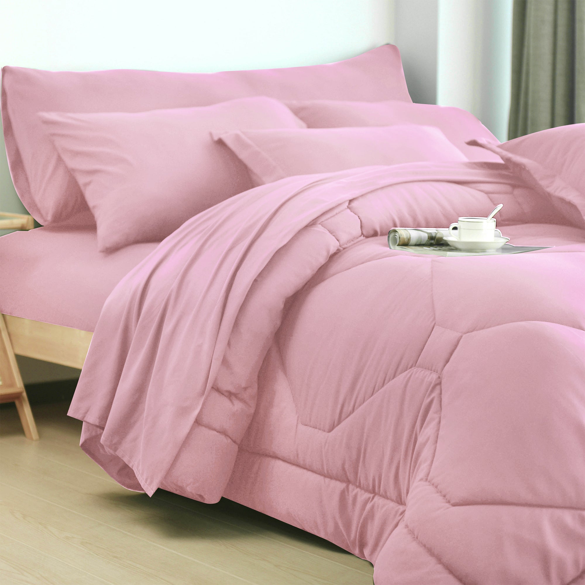 HIG 8 PCS Modern Comforter Set with Sheets All Season Bed in a Bag