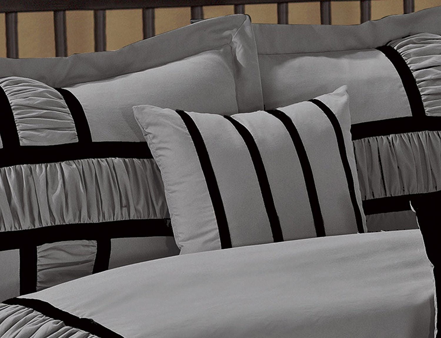 Hig Gray 7 Piece Bed in a Bag Comforter Set, King Bed Sets for Adults