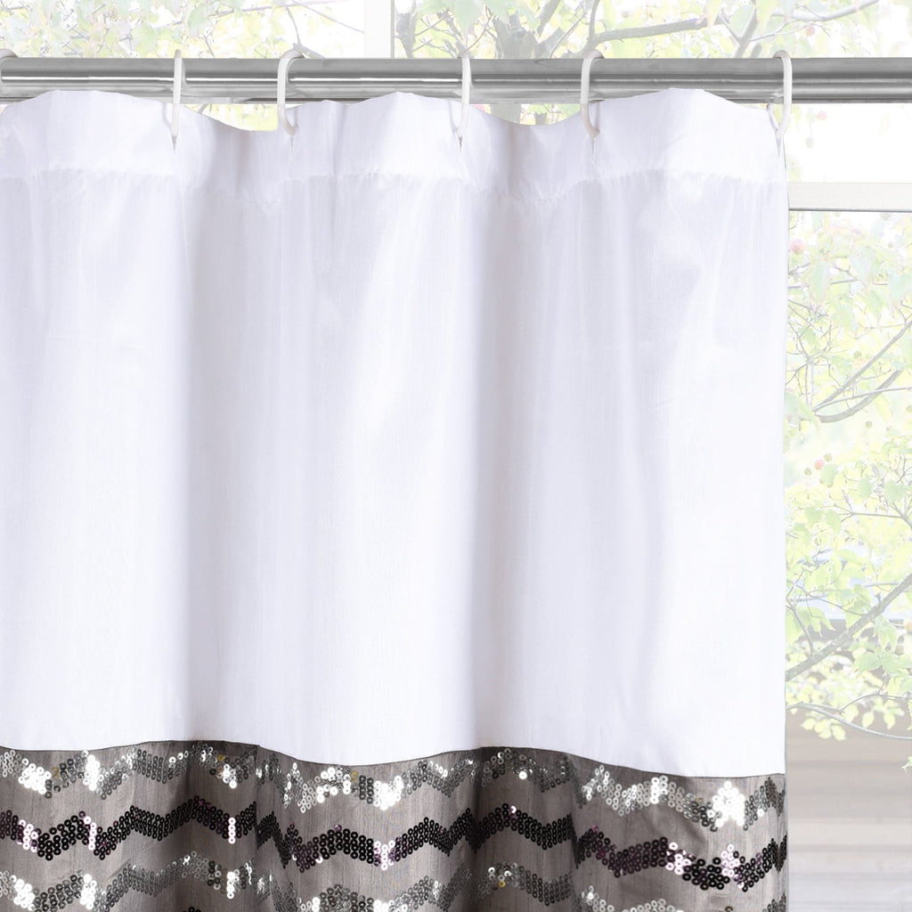 Modern Glitter Shower Curtain - Shimmer Sequin Design for Bathroom, Chic Stunning Bath Curtain with Color Block Design, 72" x 72"