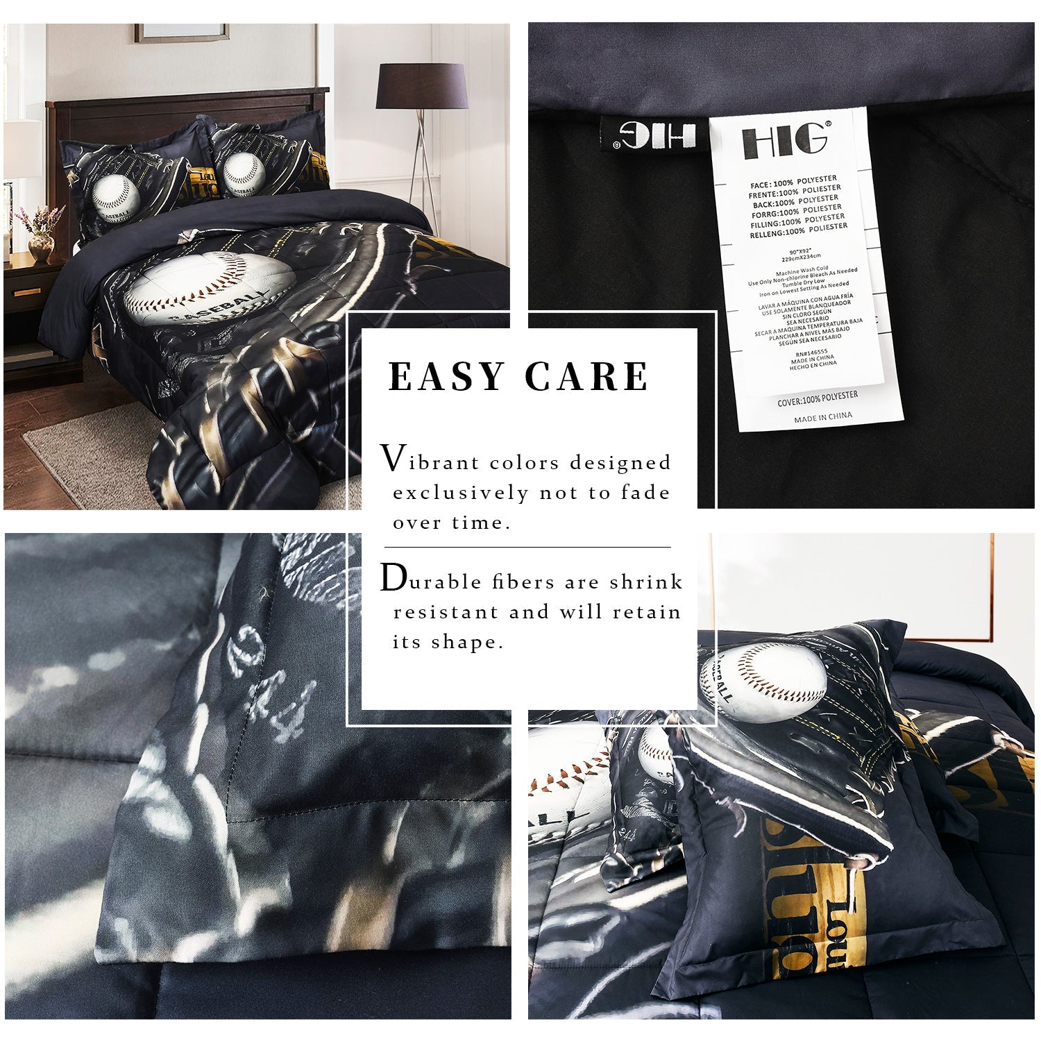 3D Print Ball and Bat All Season Comforter Set-S27