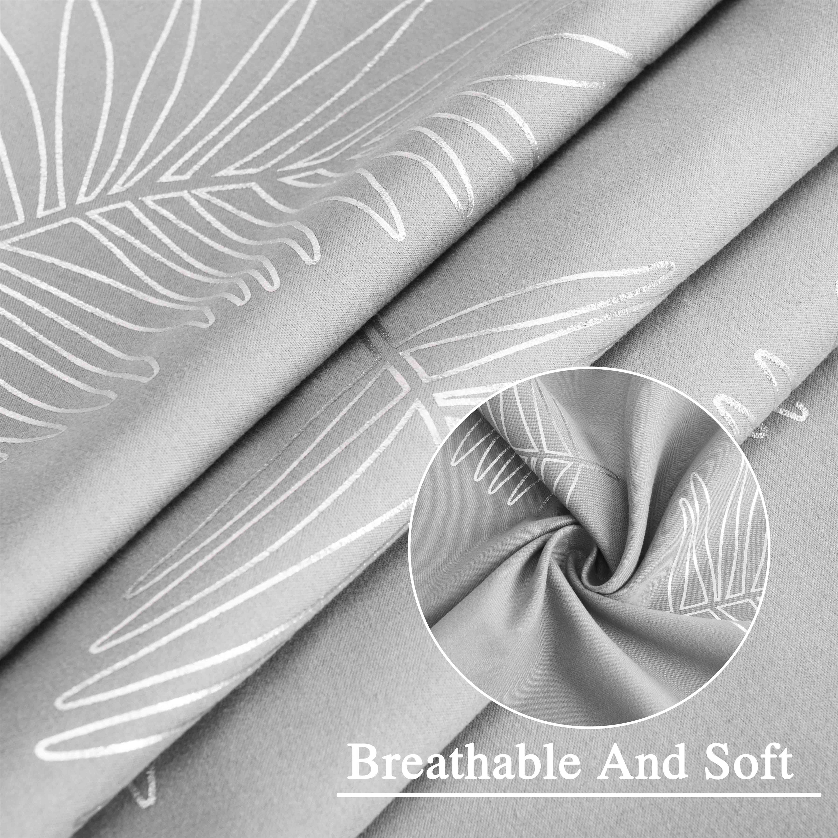 HIG Glitterr Foil Palm Tree Leaf Printed Shower Curtain, Modern Tropical Fabric Shower Curtains for Bathroom Decor, Decorative Shiny Bath Curtain, 72" x 72"
