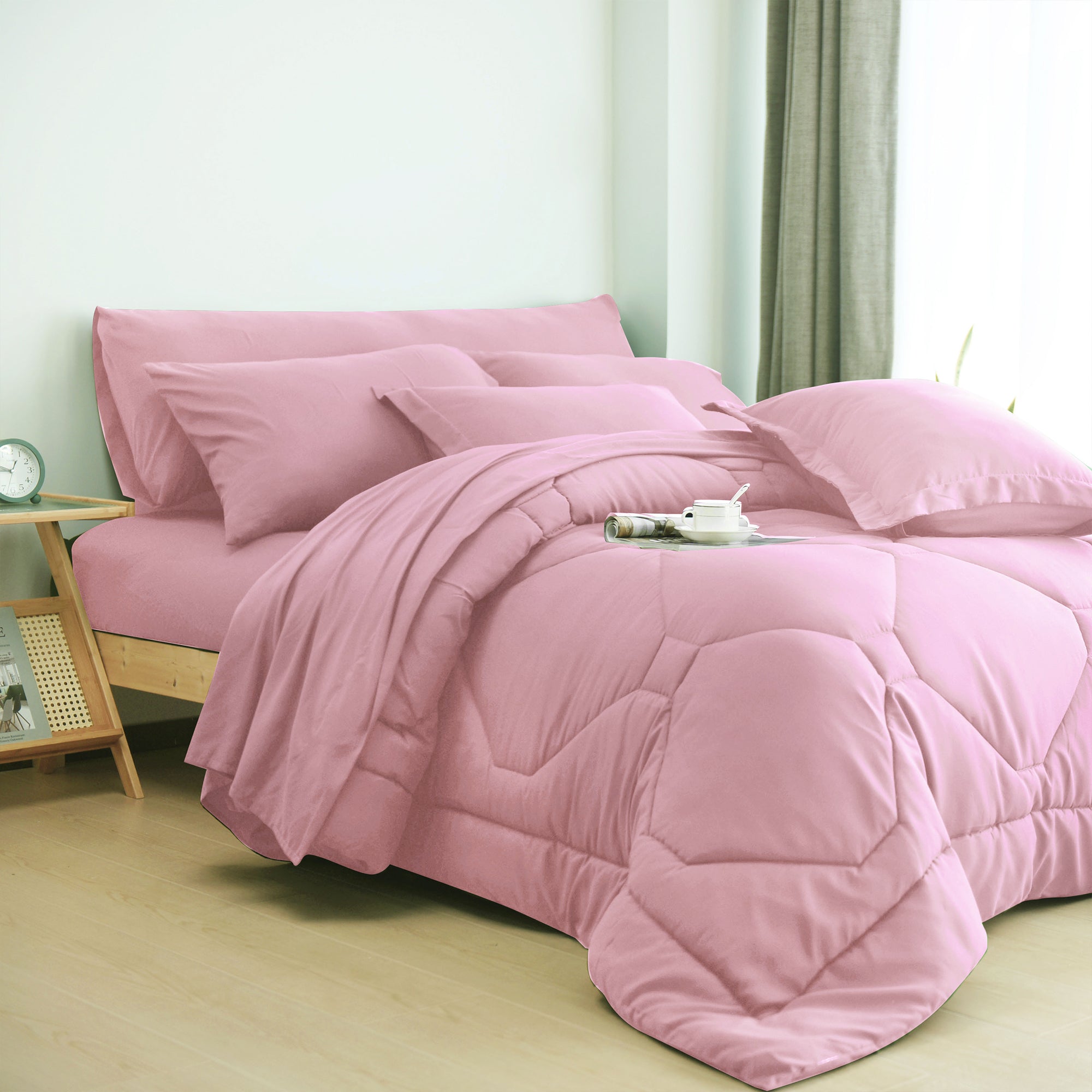 HIG 8 PCS Modern Comforter Set with Sheets All Season Bed in a Bag