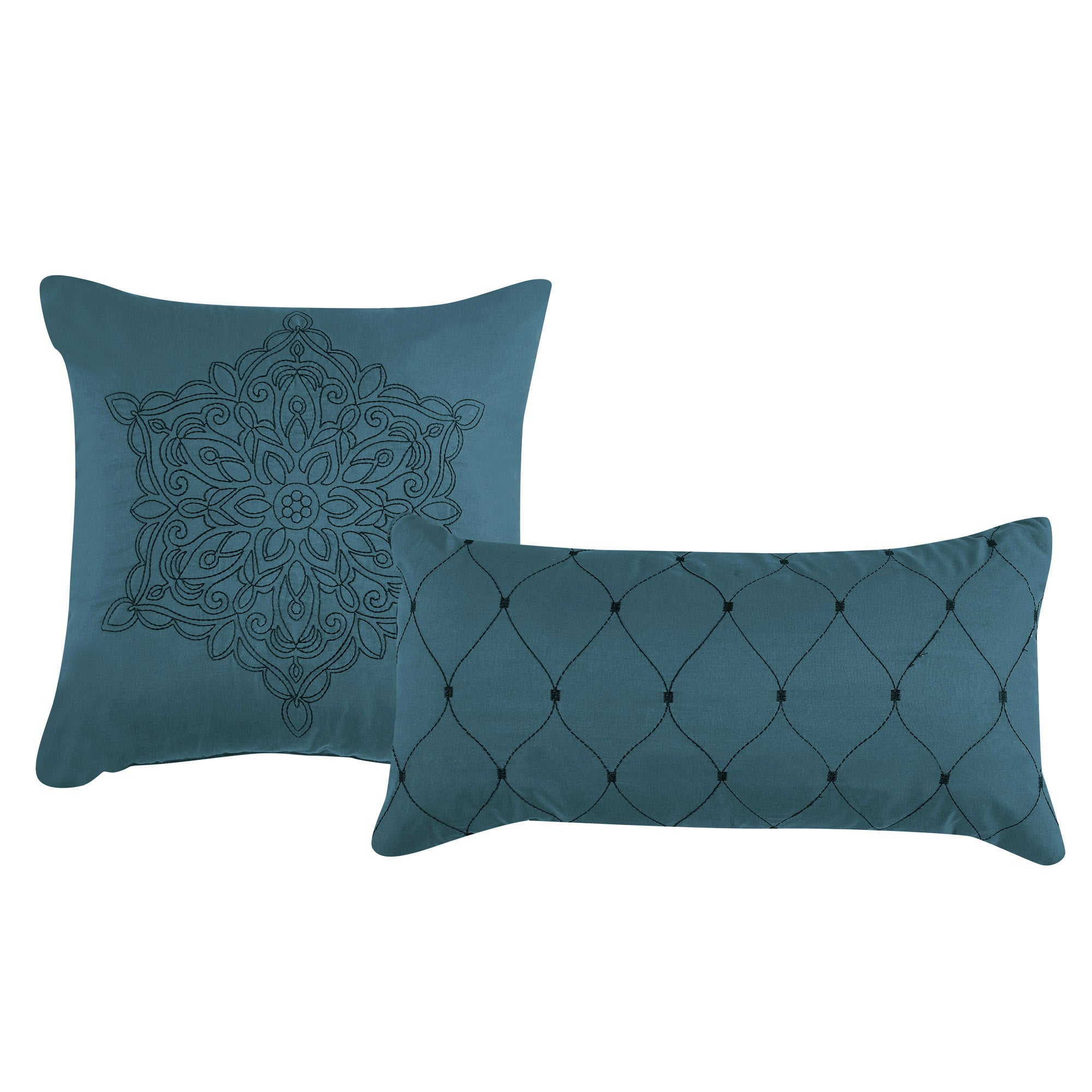 HIG 9 Piece Minimalist Style Quilted Comforter Set Teal Color Bed in Bag with Bed Sheets Collections