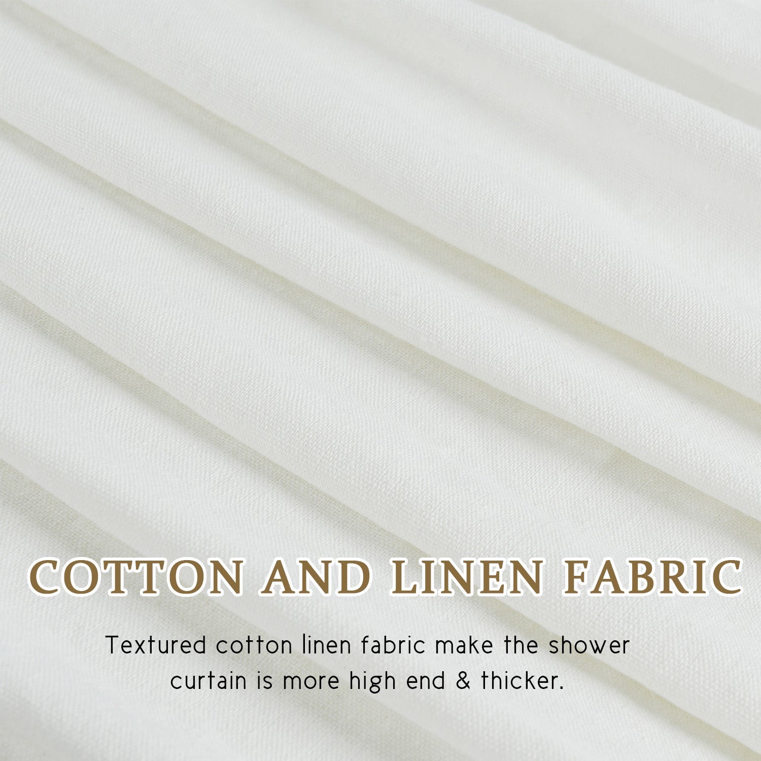 HIG Farmhouse Rust / Taupe with Ivory Buffalo Plaid Shower Curtain, Boho Rustic Decorative Bathroom Curtain with Buttons, Vintage Natural Textured Cotton Linen Fabric Shower Curtain, 72 x 72 In
