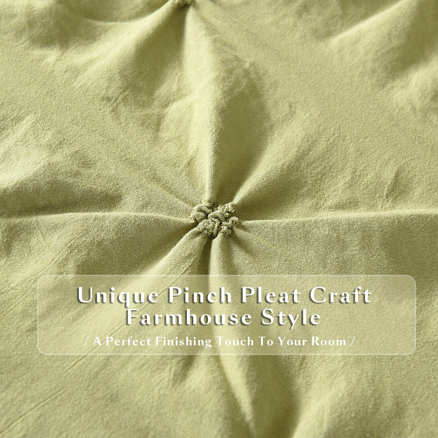 3 Piece Pinch Pleated Comforter Set - Chic Embroidery Farmhouse Style Bedding Set