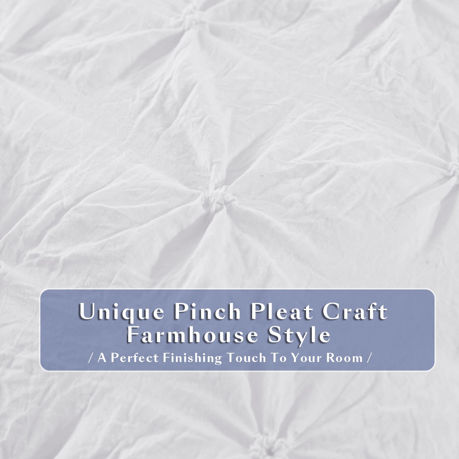 3 Piece Pinch Pleated Comforter Set - Chic Embroidery Farmhouse Style Bedding Set