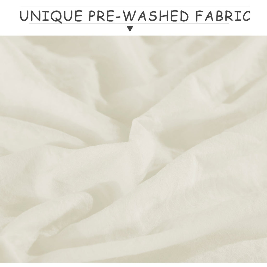 3 Piece Prewashed Fabric Chic Ruffle Duvet Cover Set