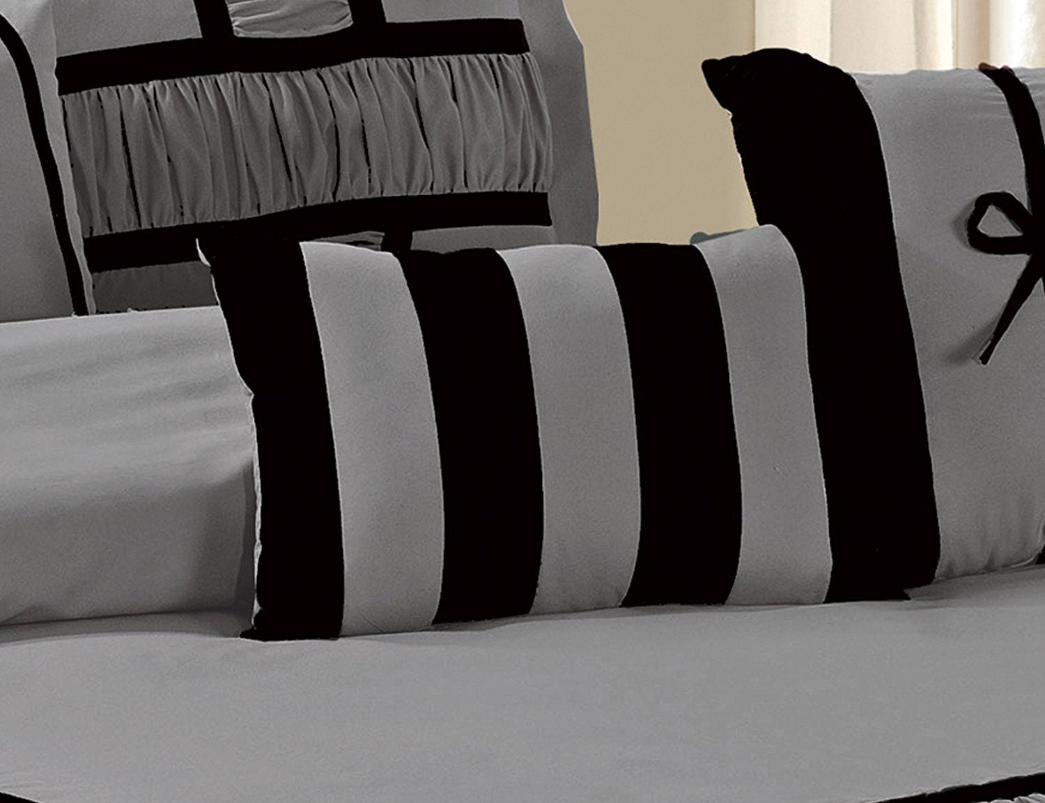 Hig Gray 7 Piece Bed in a Bag Comforter Set, King Bed Sets for Adults