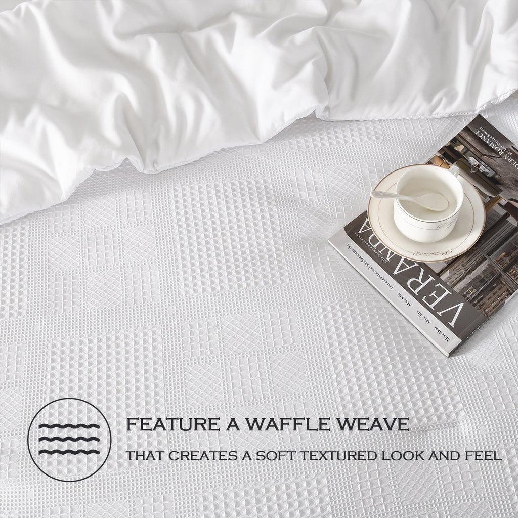 3 Pieces Textured Waffle Weave Comforter Set with Geometric Jacquard Pattern (Borya)