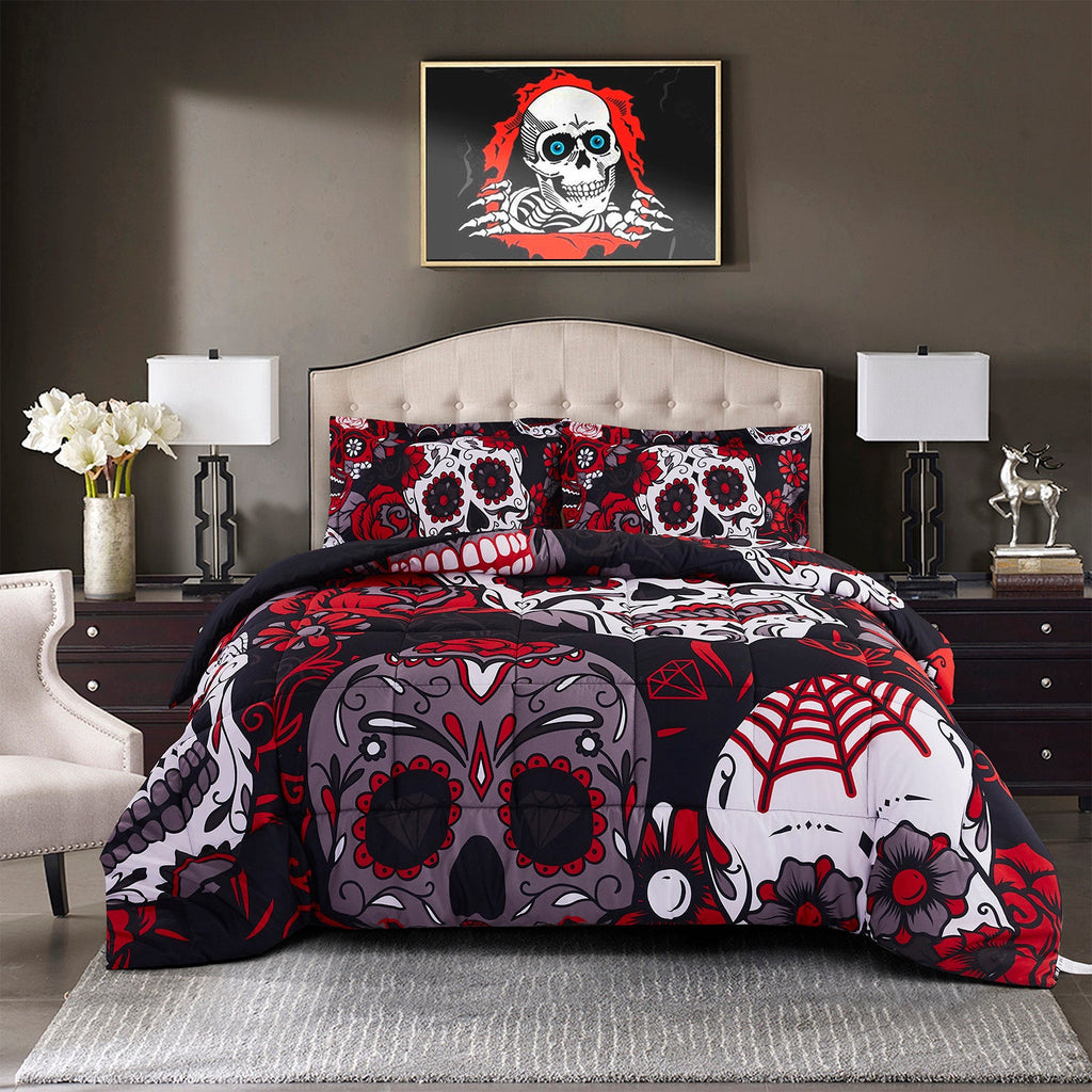 3D Reactive Print Skull All Season Comforter Set Twin-S8