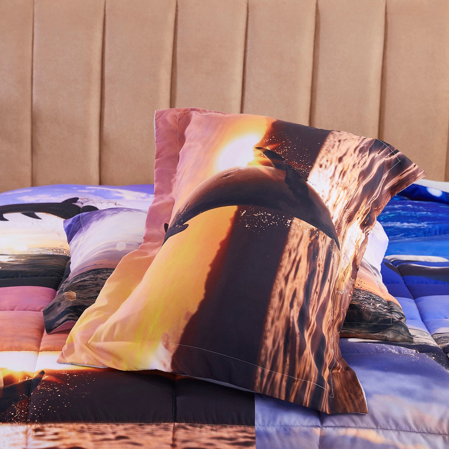 3D Reactive Print Sea Dolphin All Season Comforter Set Twin Queen Size-S1